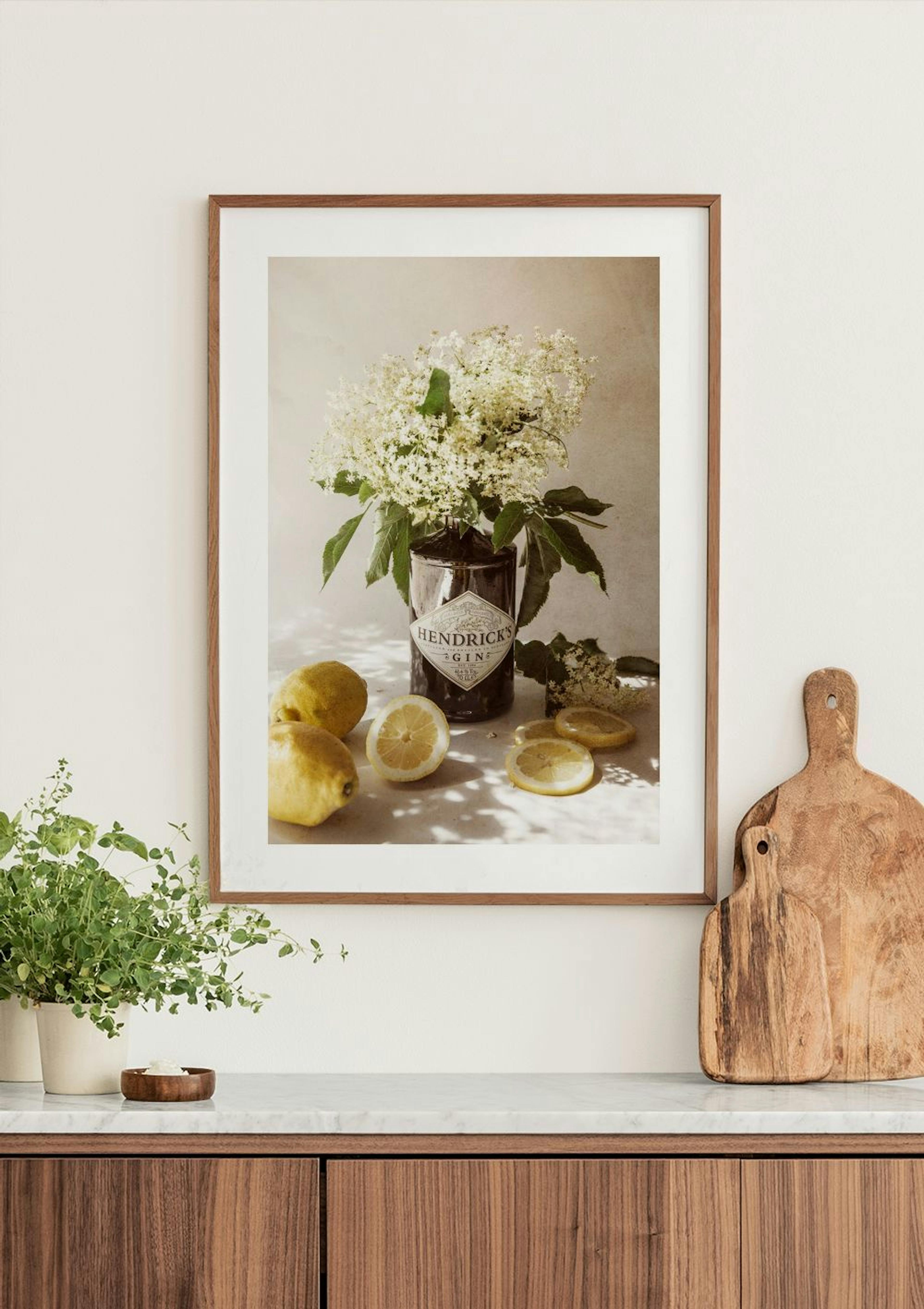 Citroen en Vlierbloesem Gin Poster thumbnail