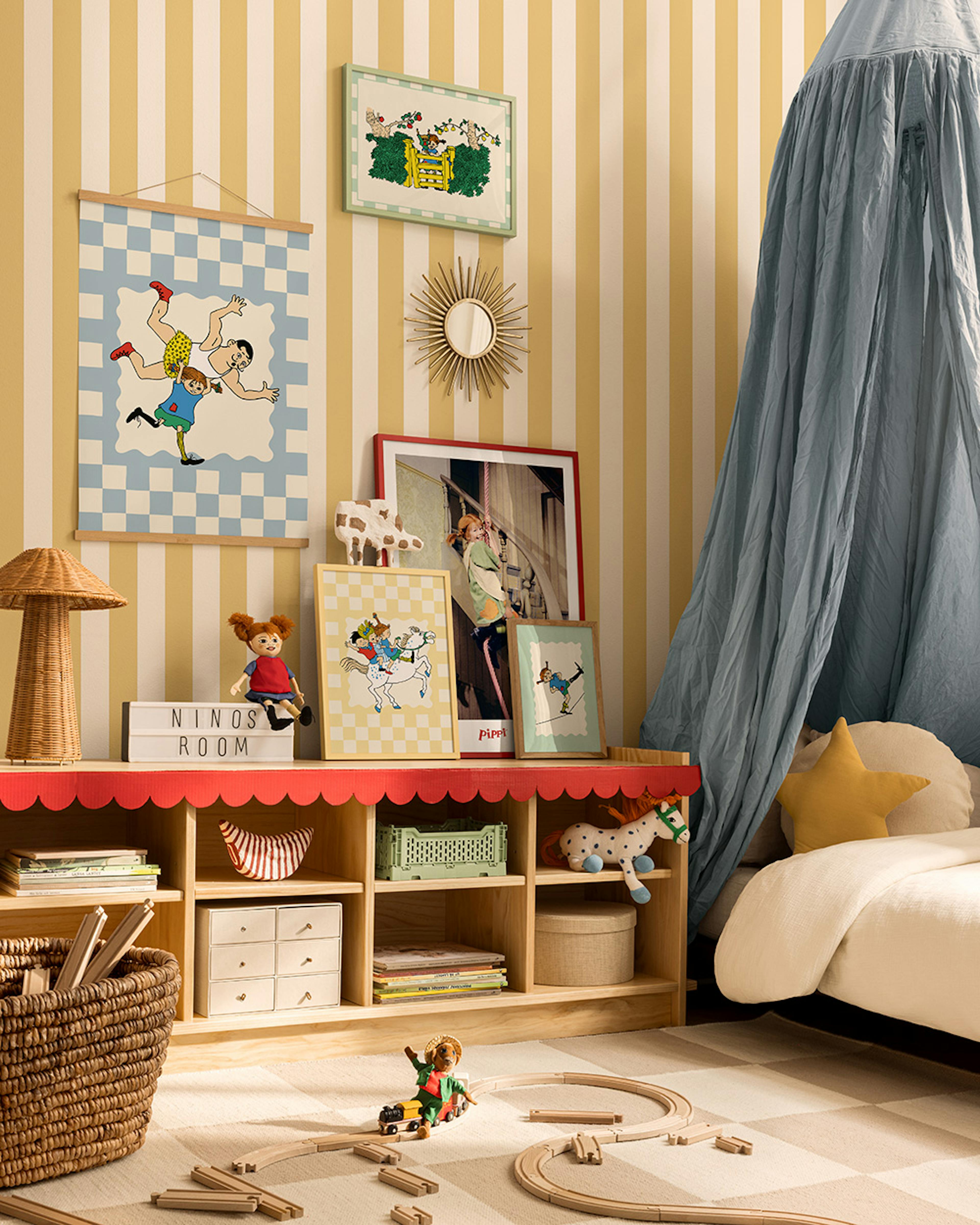 Pippi Longstocking mural de cuadros