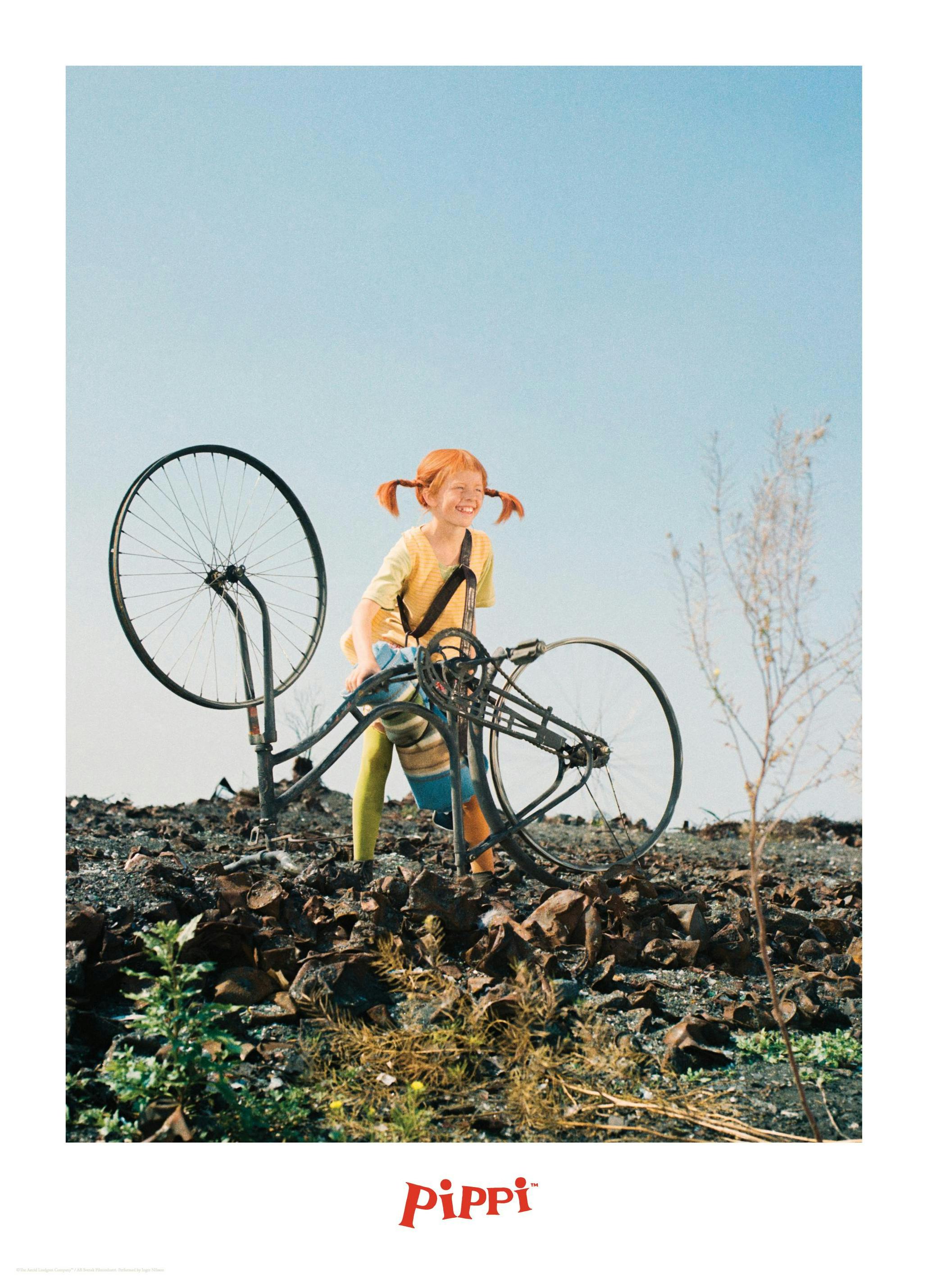 Pippi Langstrumpf und ihr Fahrrad Poster (21x30 cm) - Poster Store