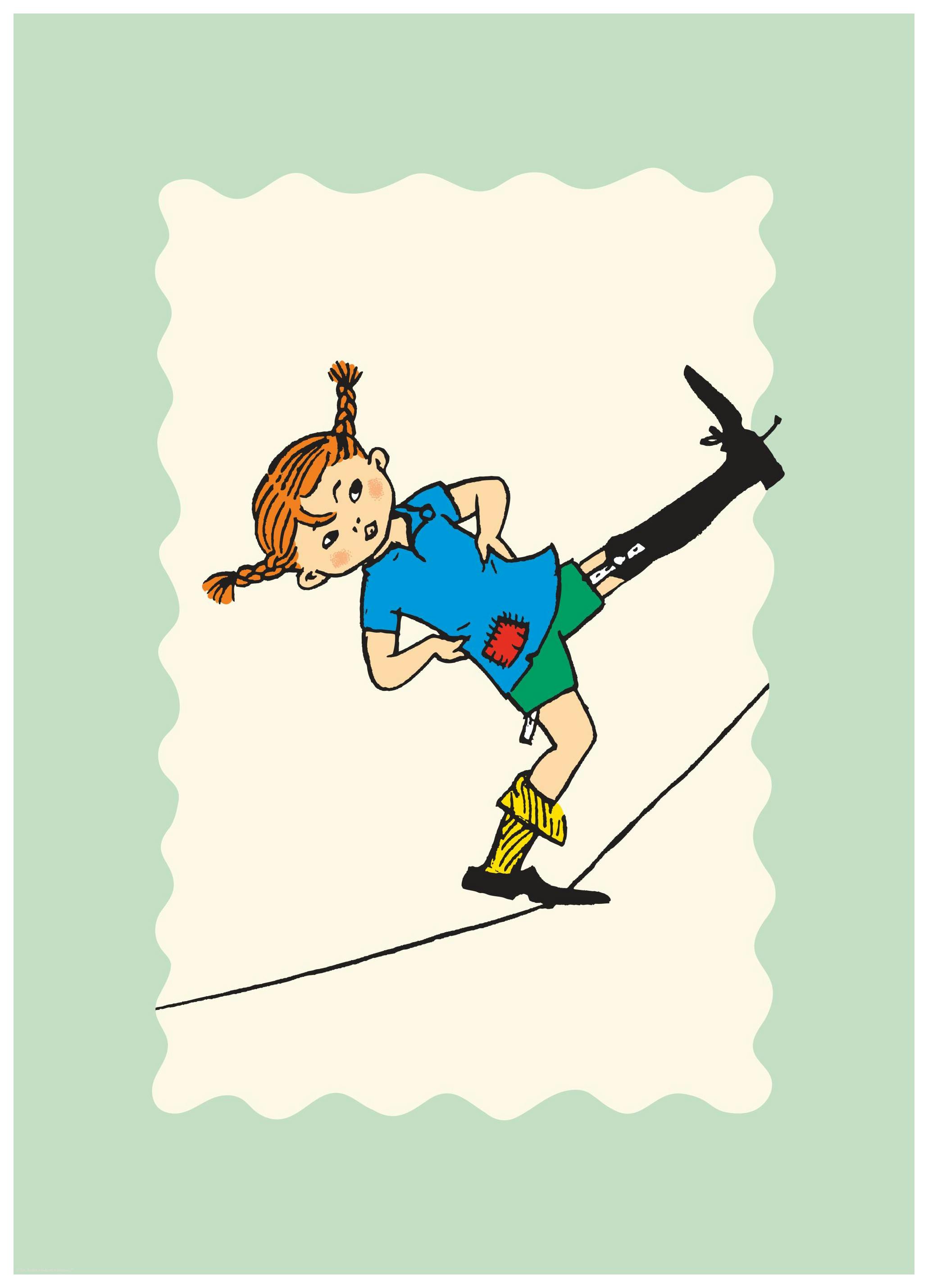 Pippi Långstrump balanserar Poster (30x40 cm) - Poster Store
