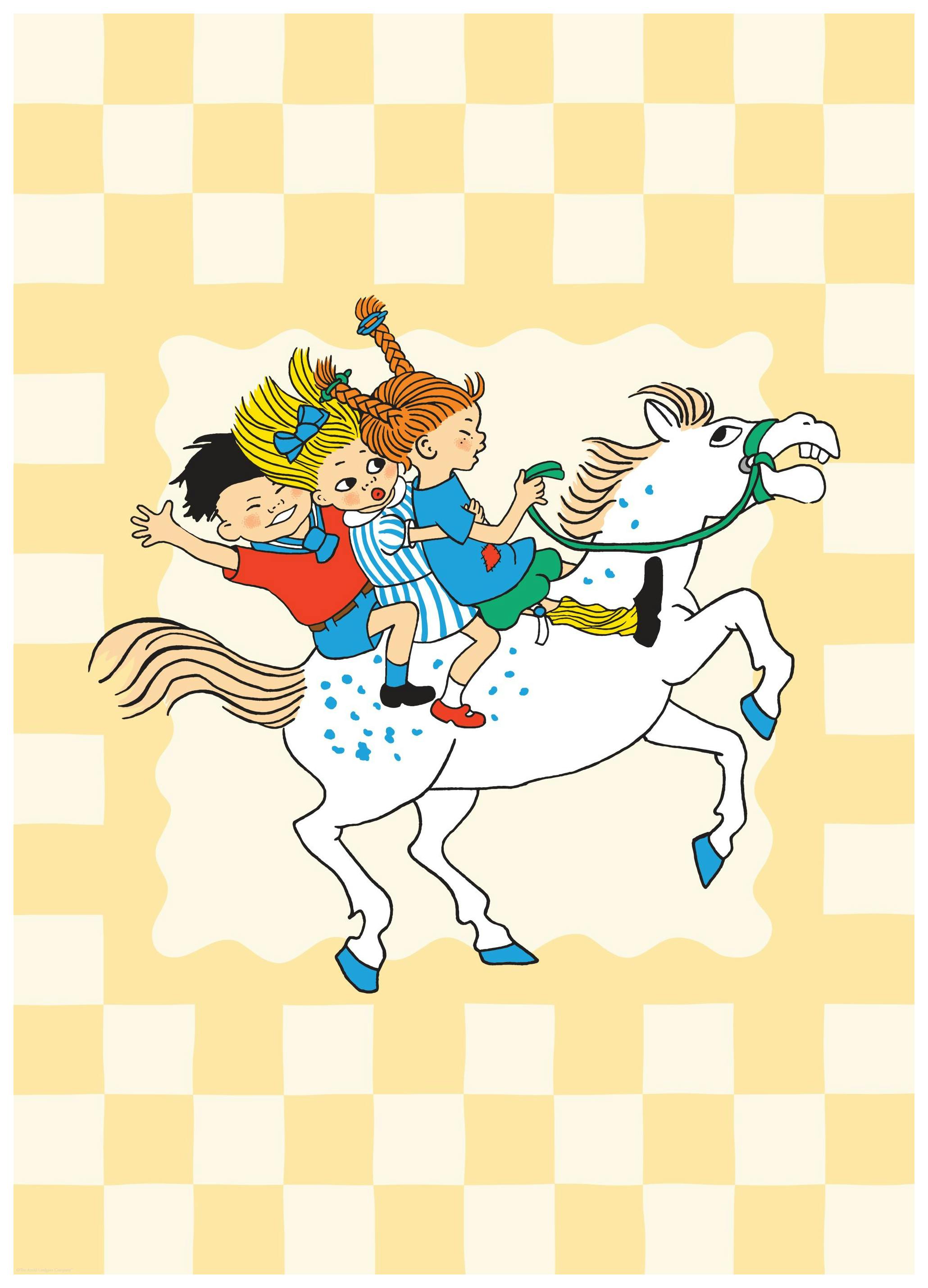 Pippi Langkous Paardrijden Poster (21x30 cm) - Poster Store
