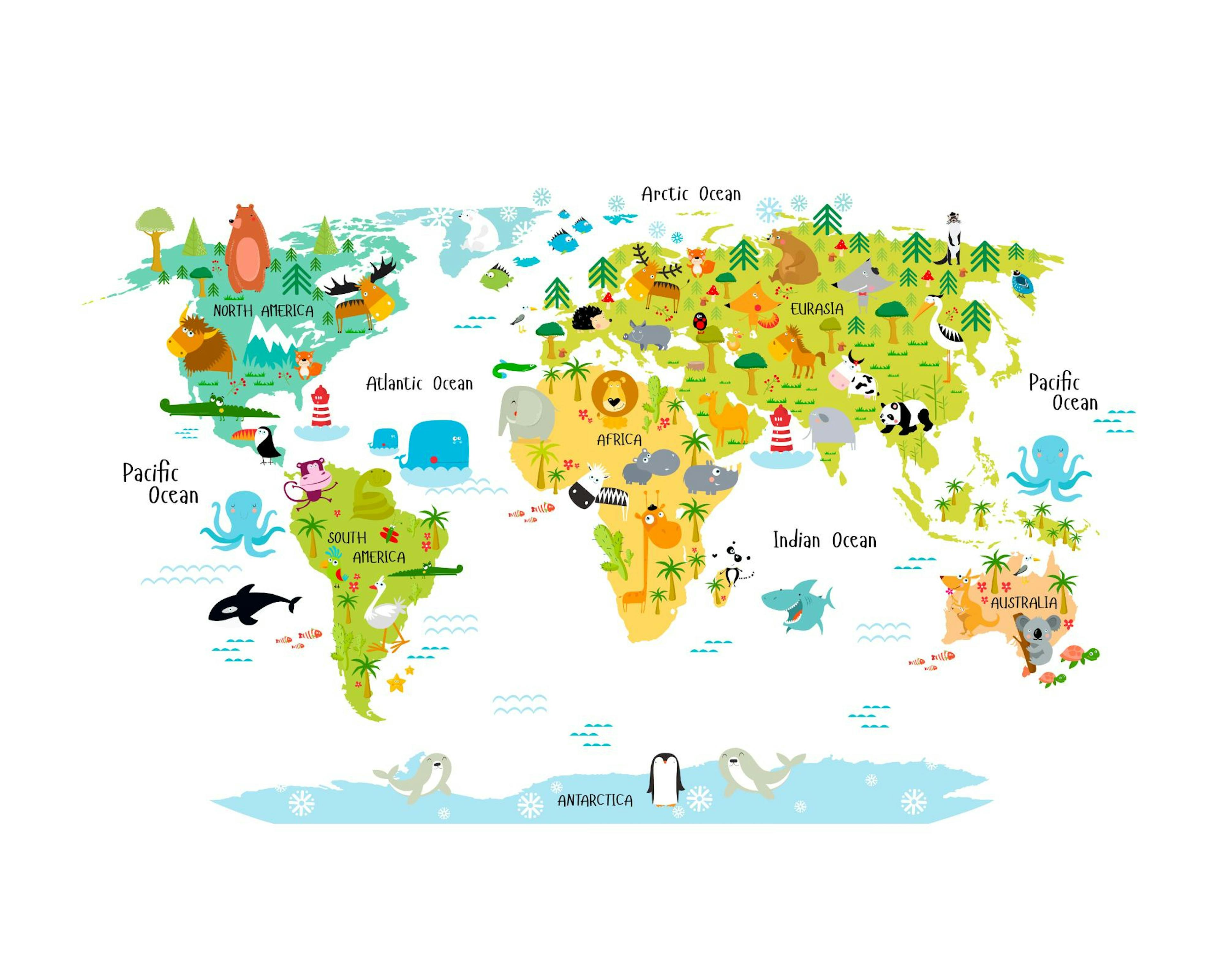 Animal World Map Poster thumbnail