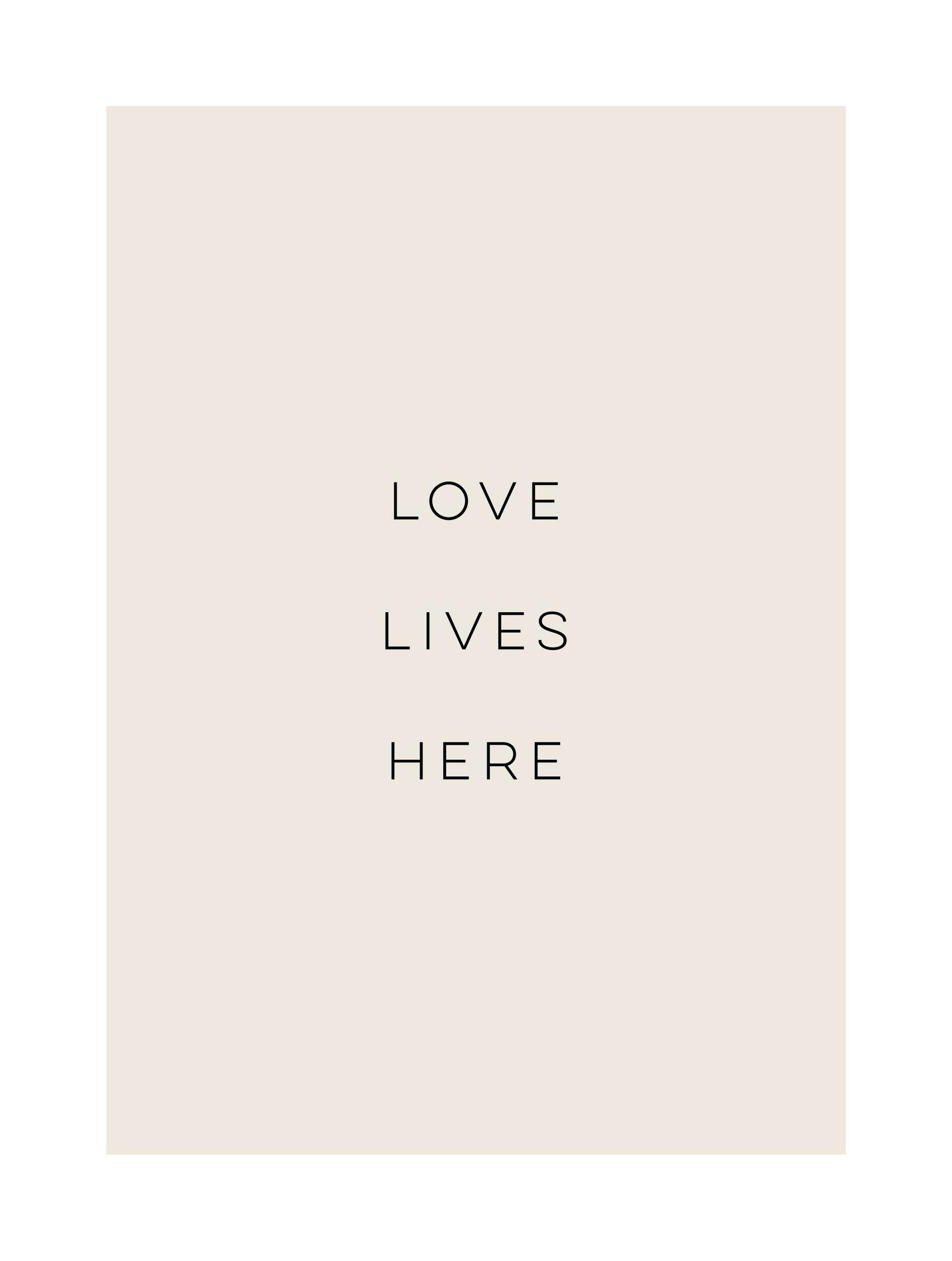 Kärleken lever här beige poster (30x40 cm) - Poster Store