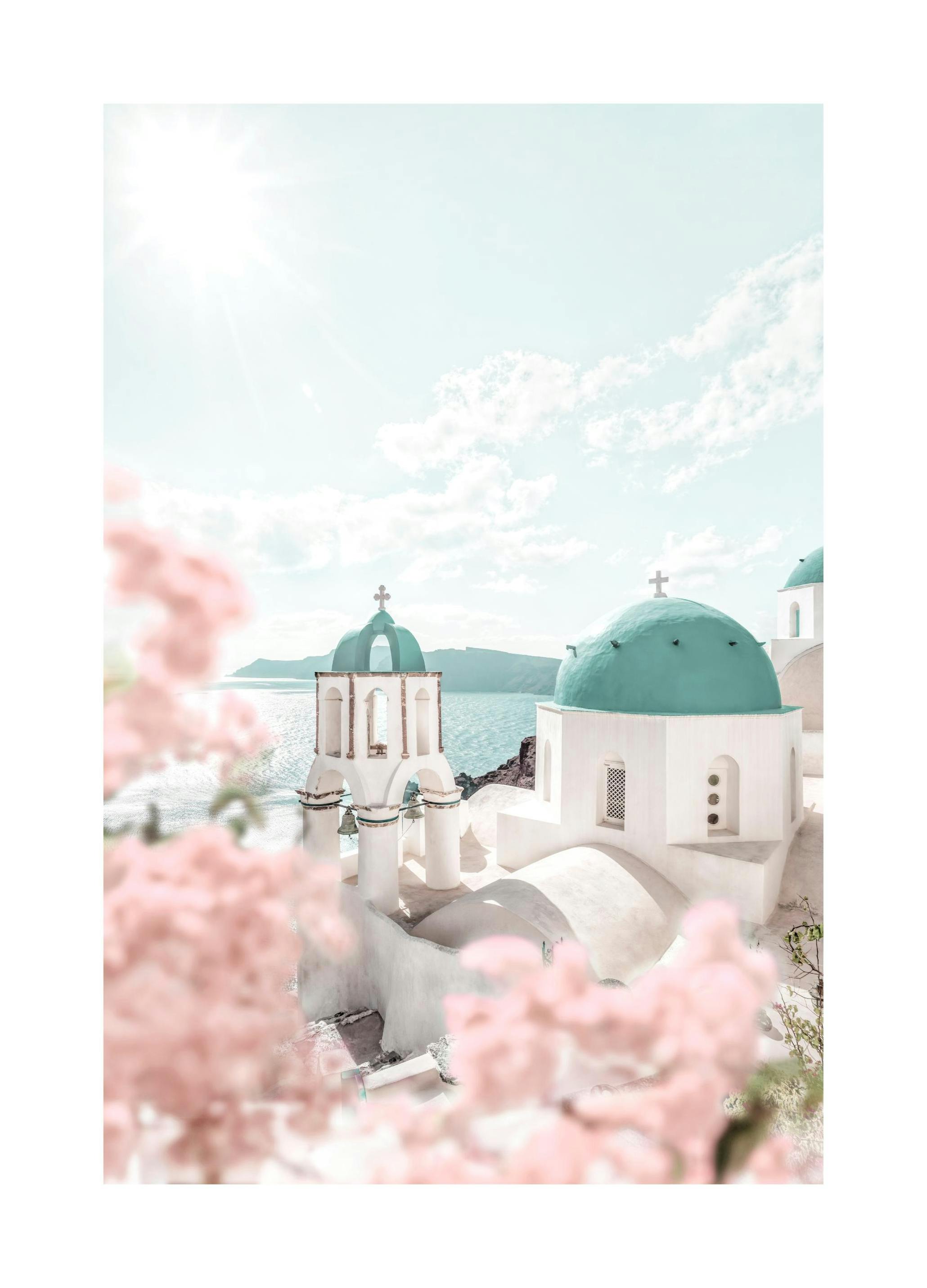 Plakat Kwitnące Santorini (21x30 cm) - Poster Store