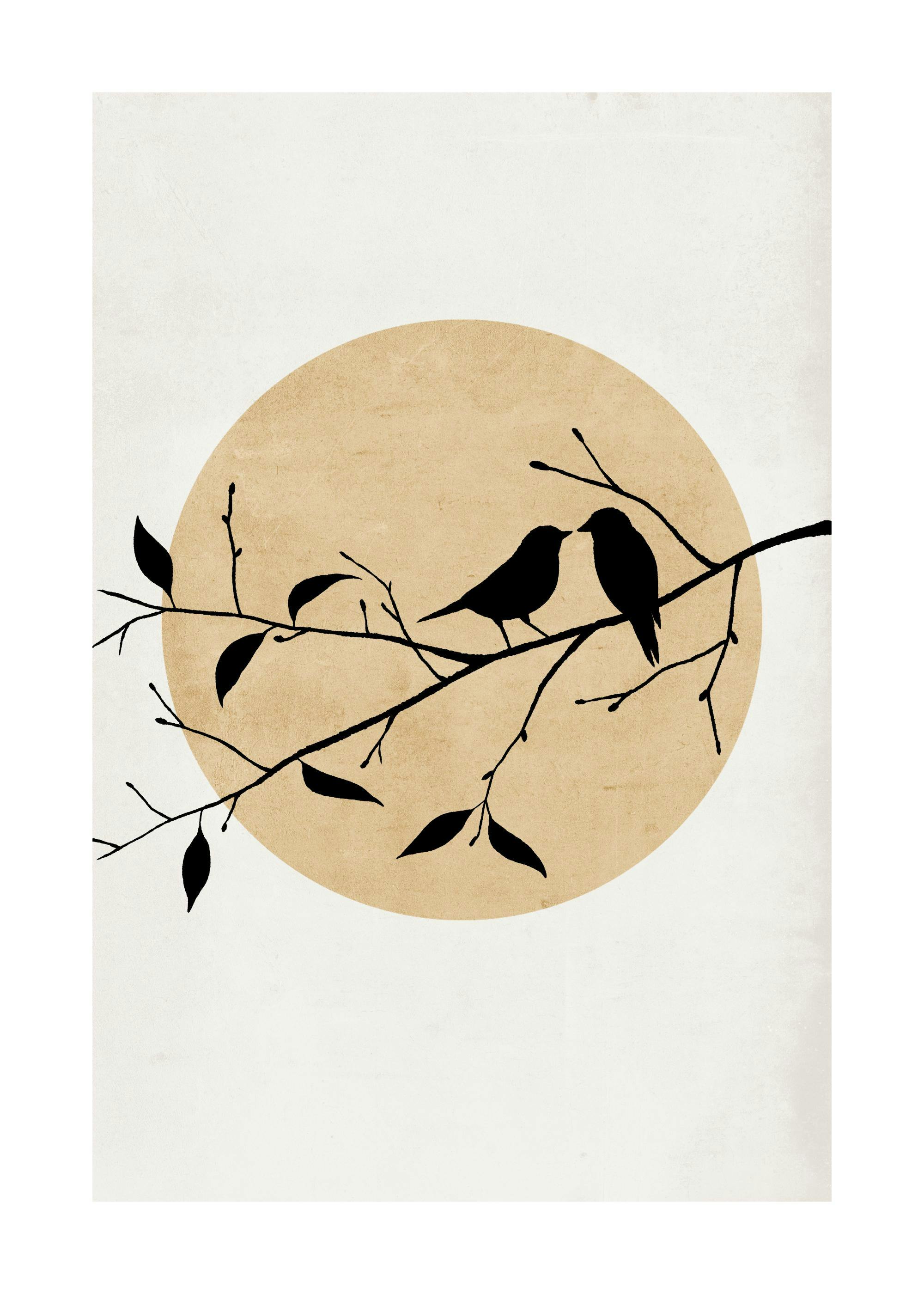 Golden Birds Silhouette Poster 0