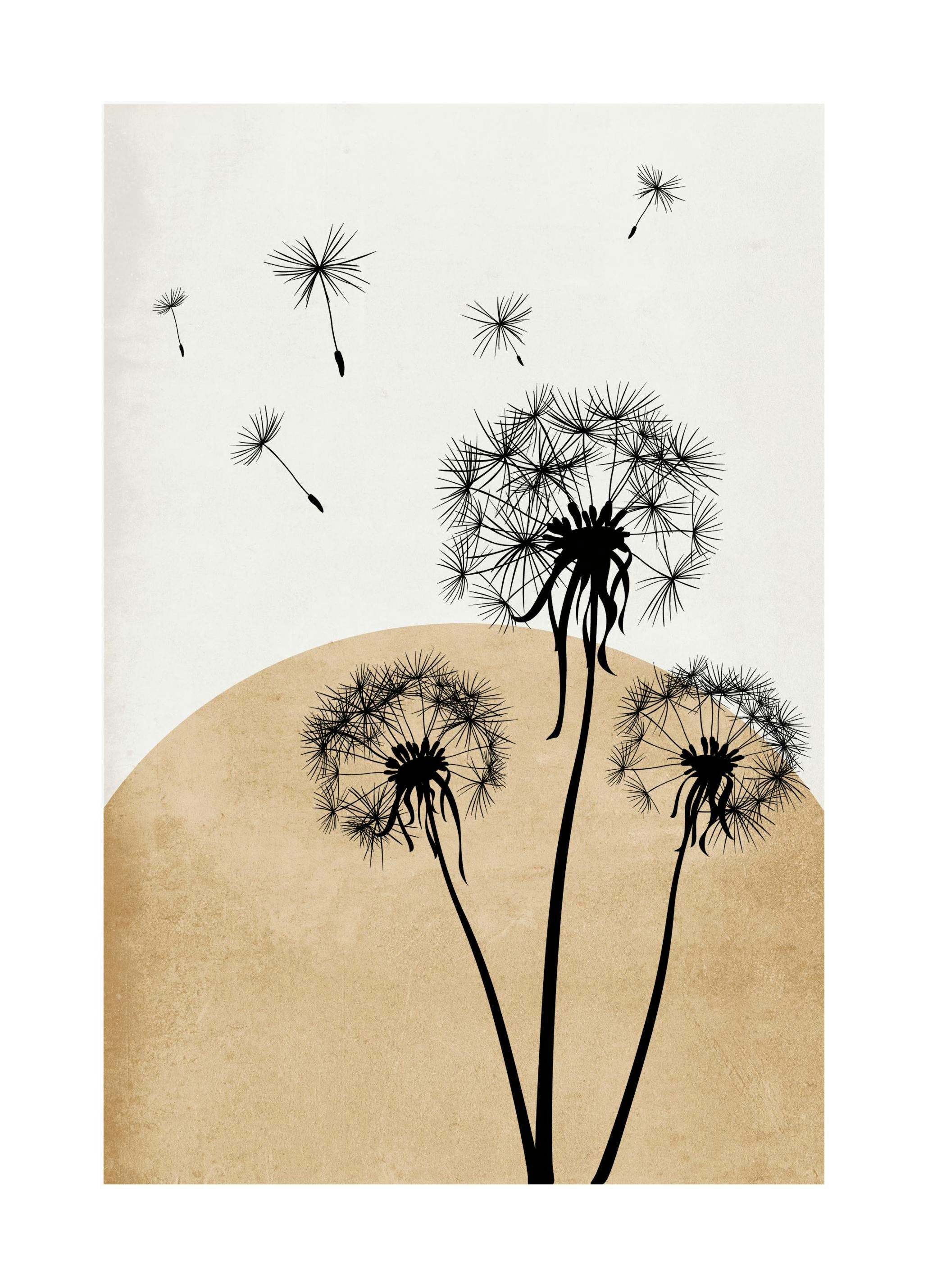 Gouden Paardebloem Silhouet Poster (50x70 cm) - Poster Store