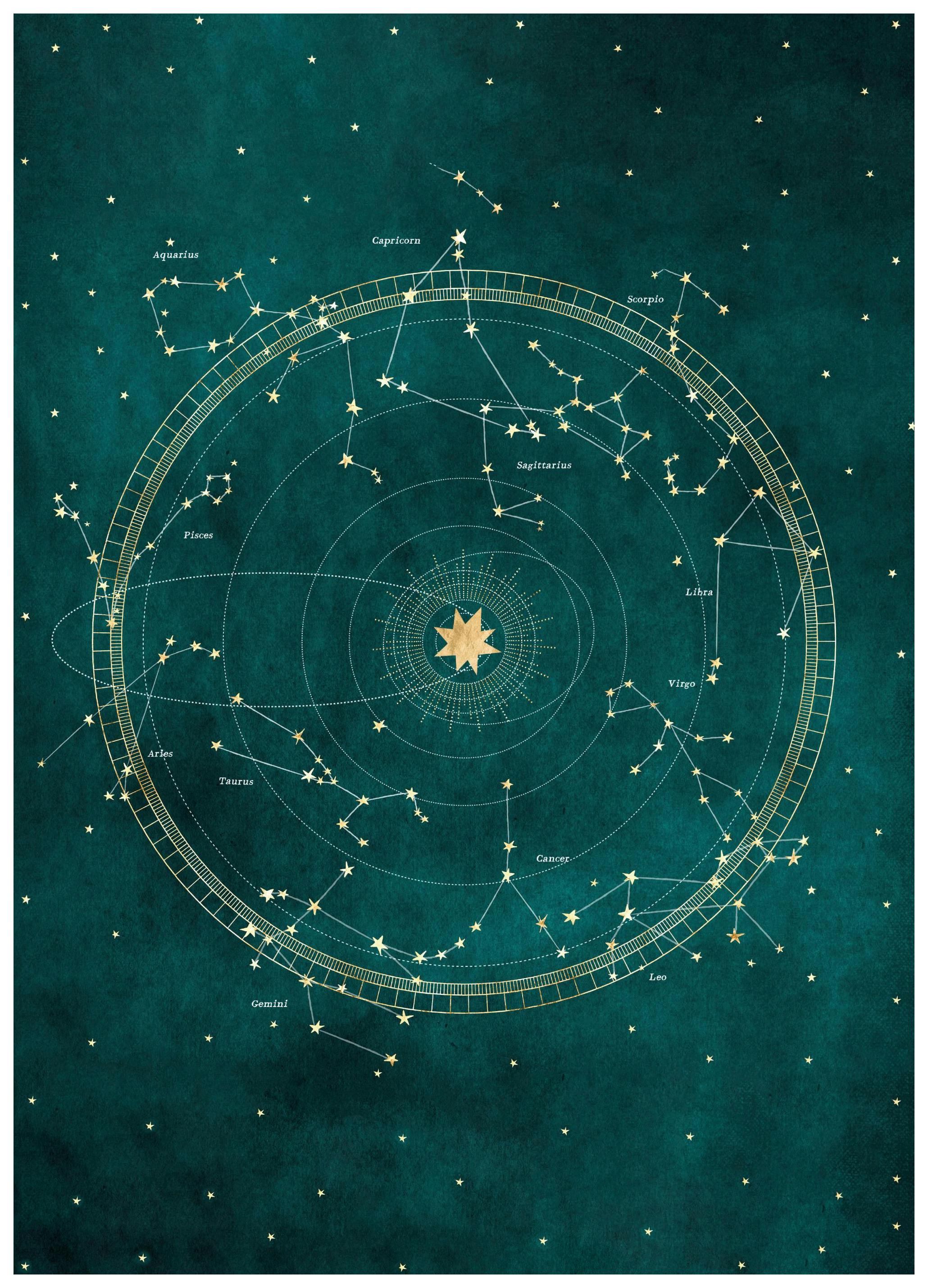 Sterrenbeeld Kaart Poster (50x70 cm) - Poster Store