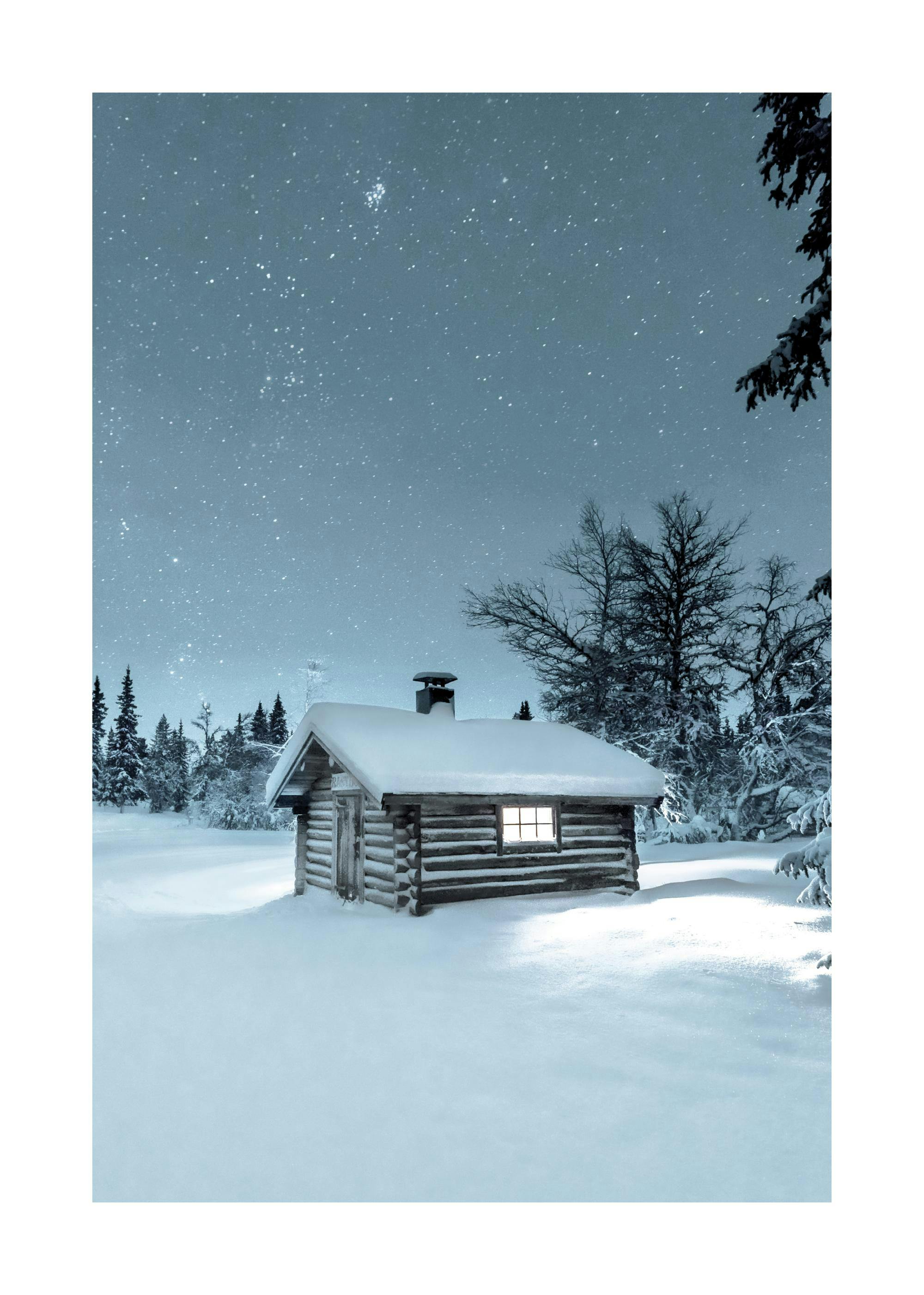Cabina in legno in inverno Poster 0