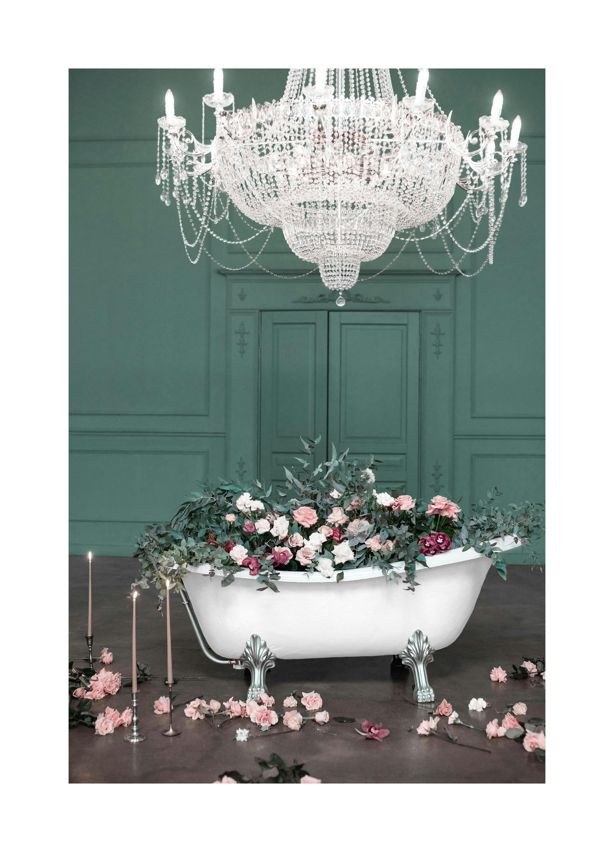 Bad met Rozen Poster (21x30 cm) - Poster Store