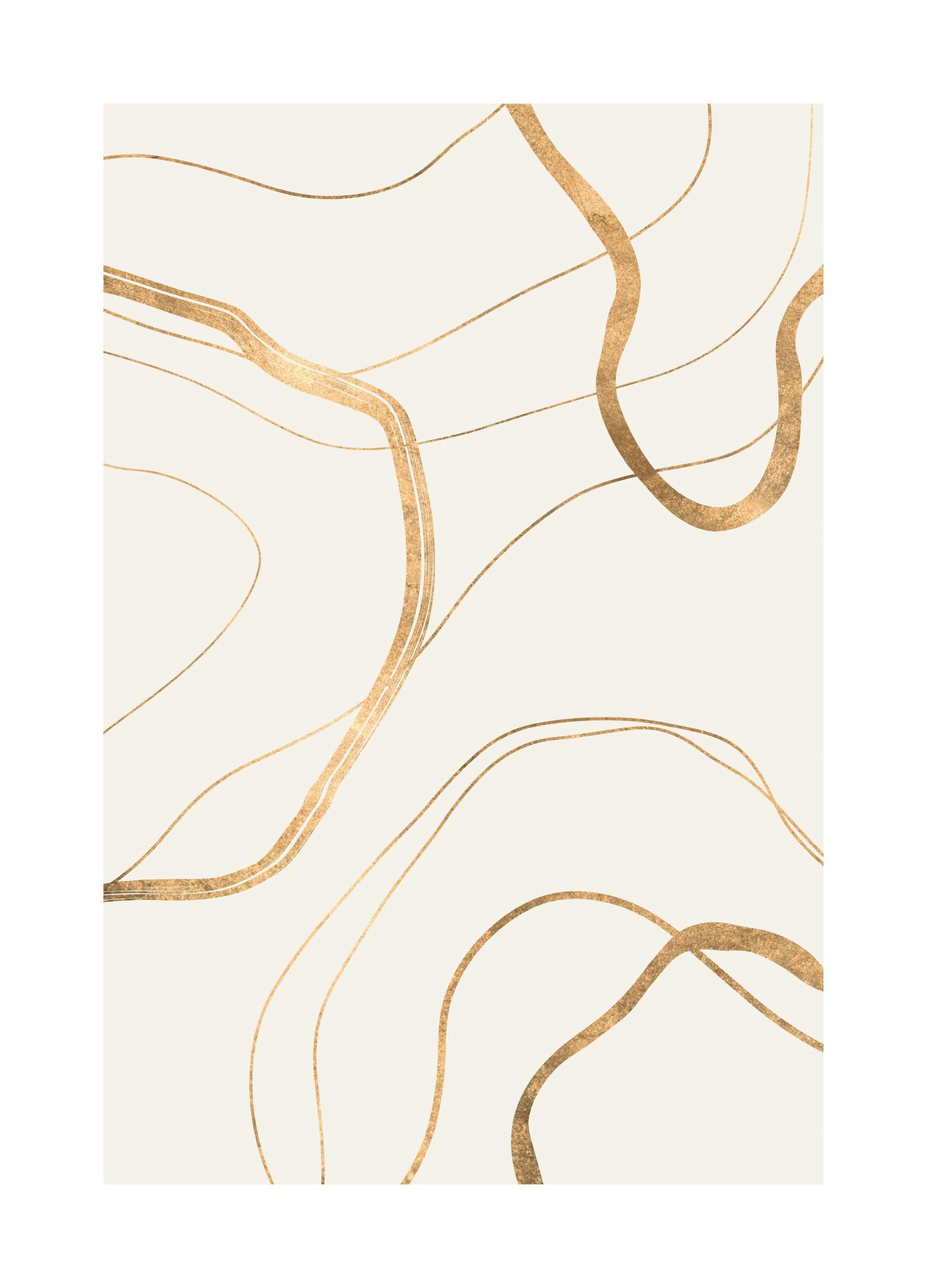 Lignes Abstraites Dorées Poster (50x70 cm) - Poster Store