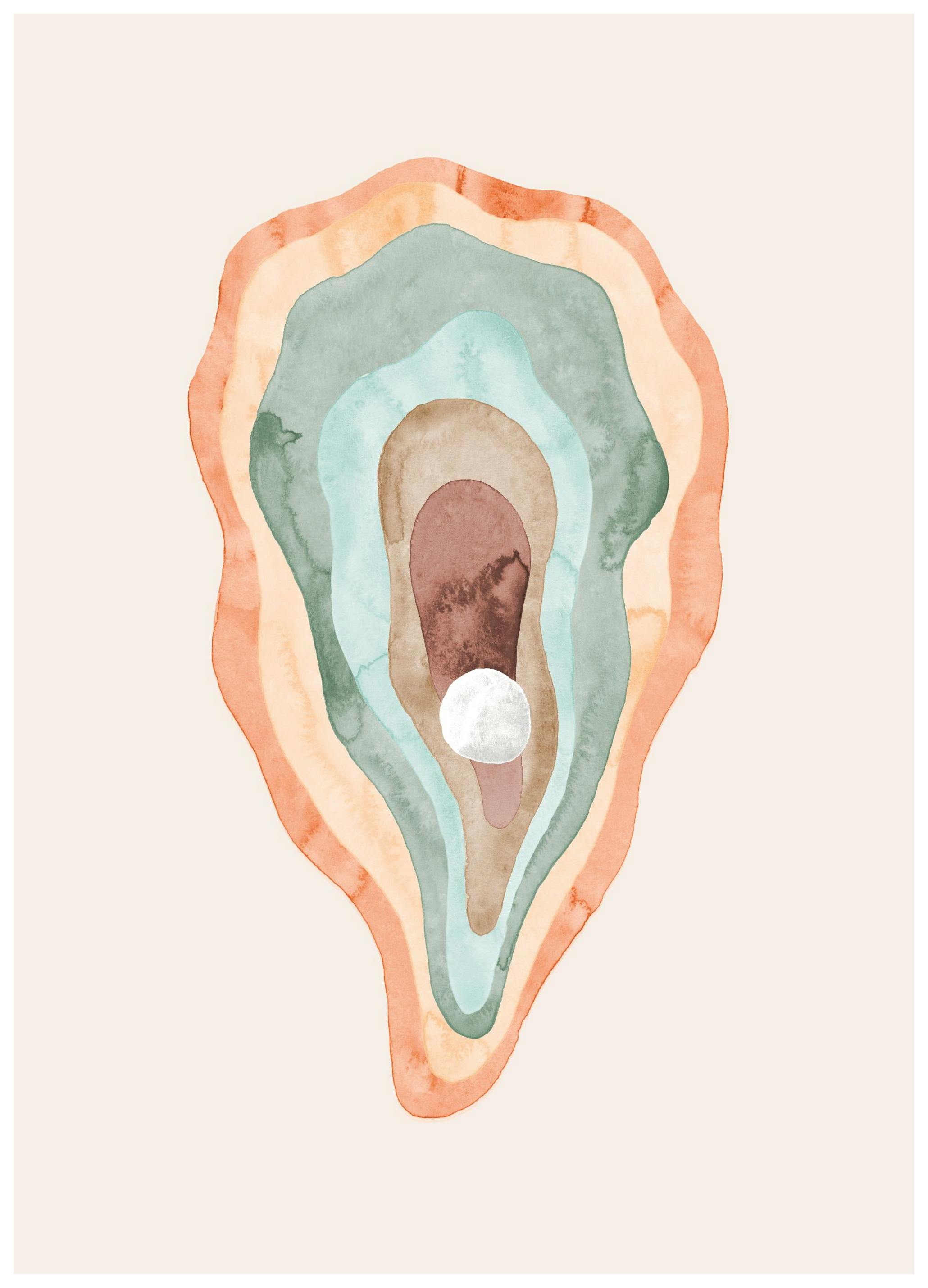 Aquarelle Huître Poster (21x30 cm) - Poster Store