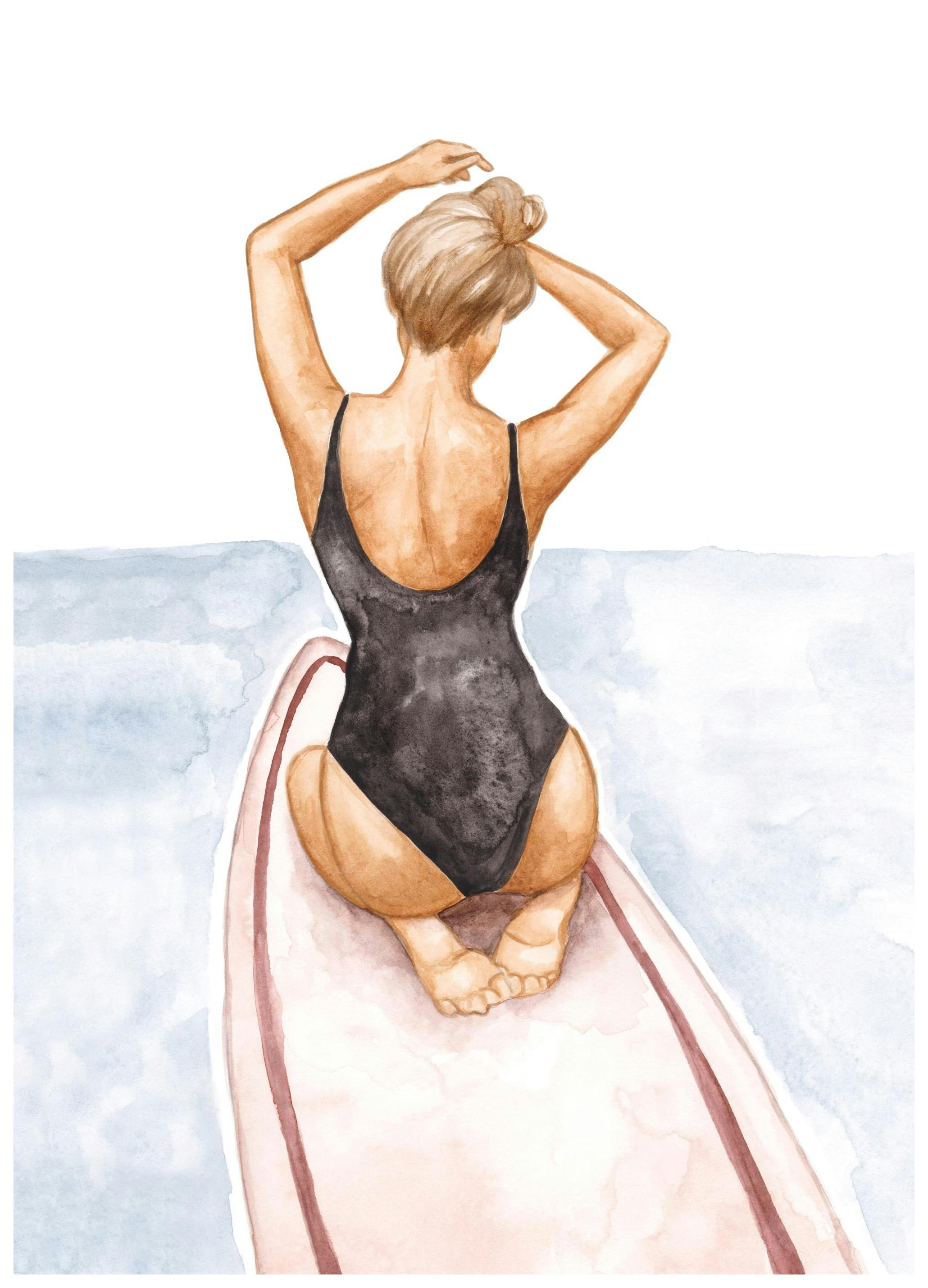 Wasserfarbenes Surferposter (50x70 cm) - Poster Store