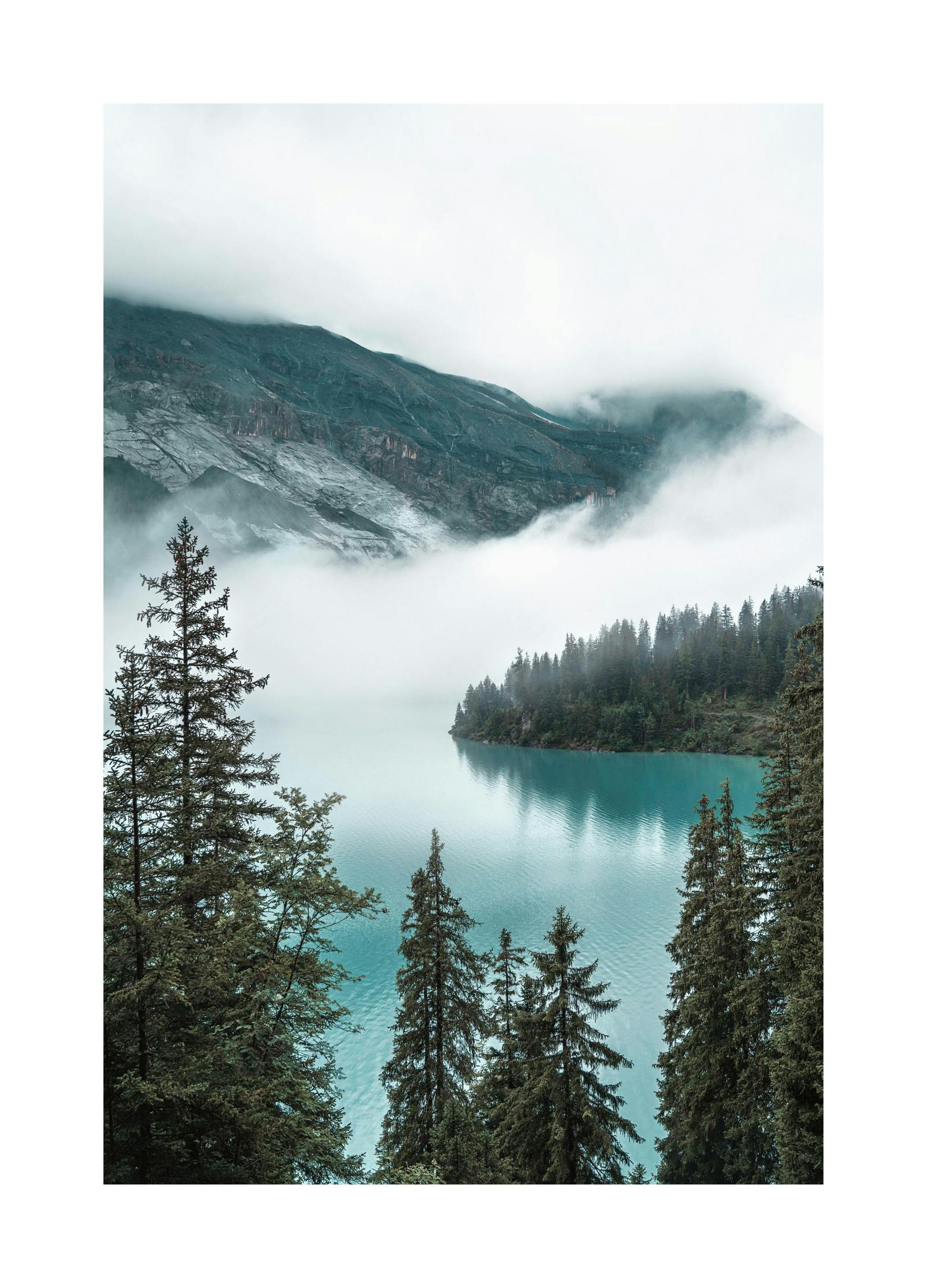 Cloudy Mountain Lake (30x40 cm) - Poster Store