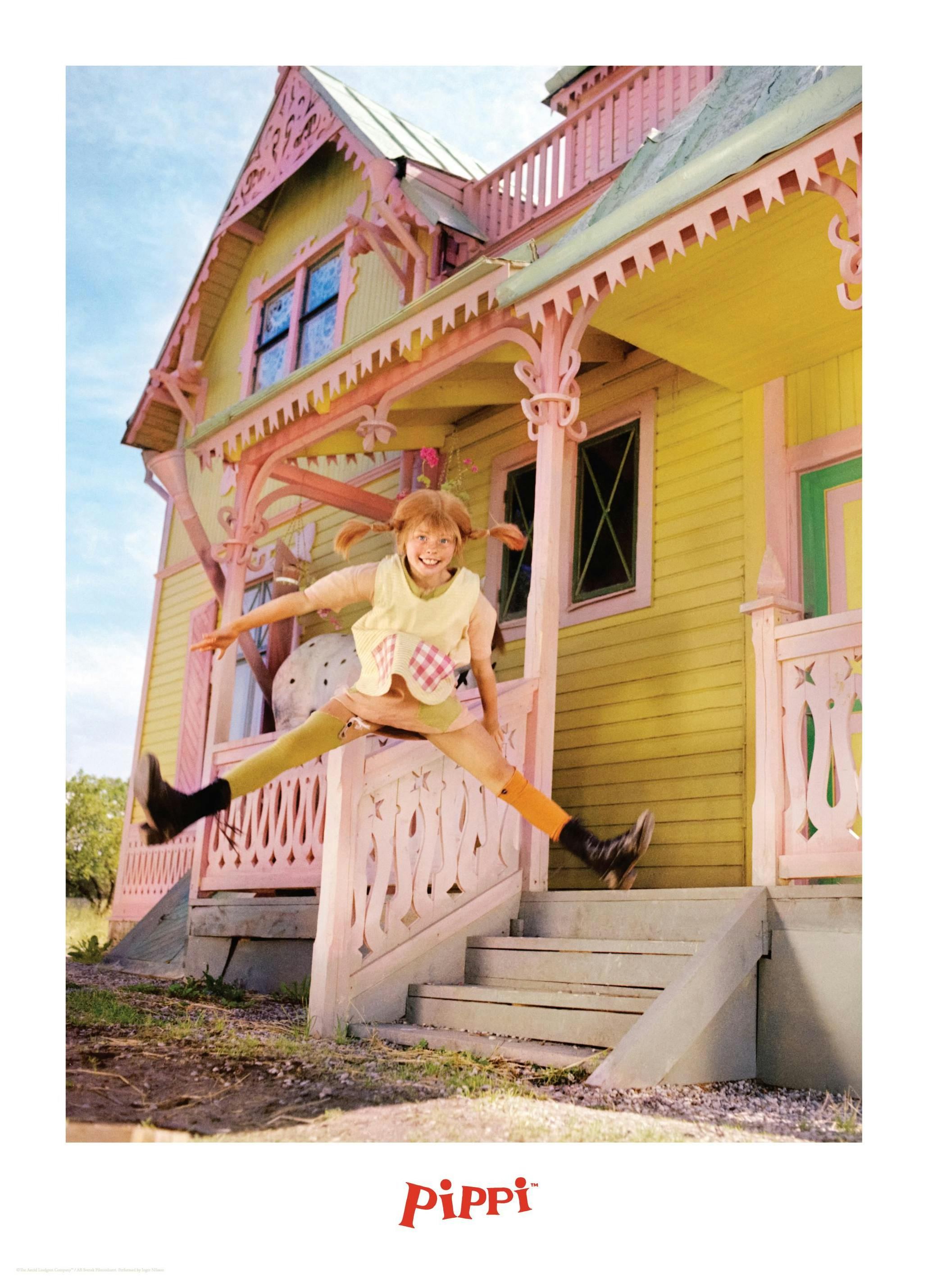 Pippi Langkous Springende Poster (50x70 cm) - Poster Store