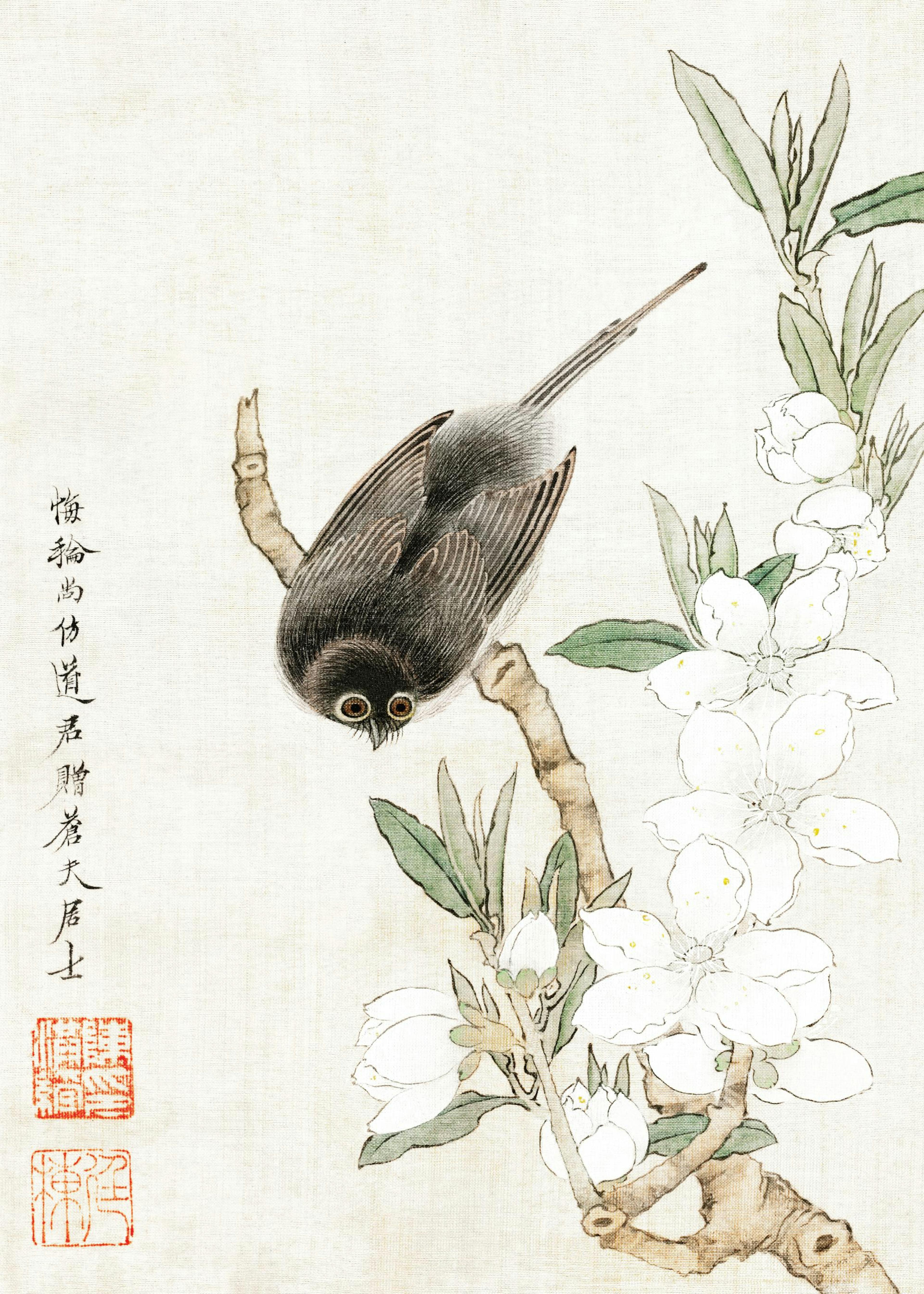 Chen Hongshou - Bird on Branch Poster 0
