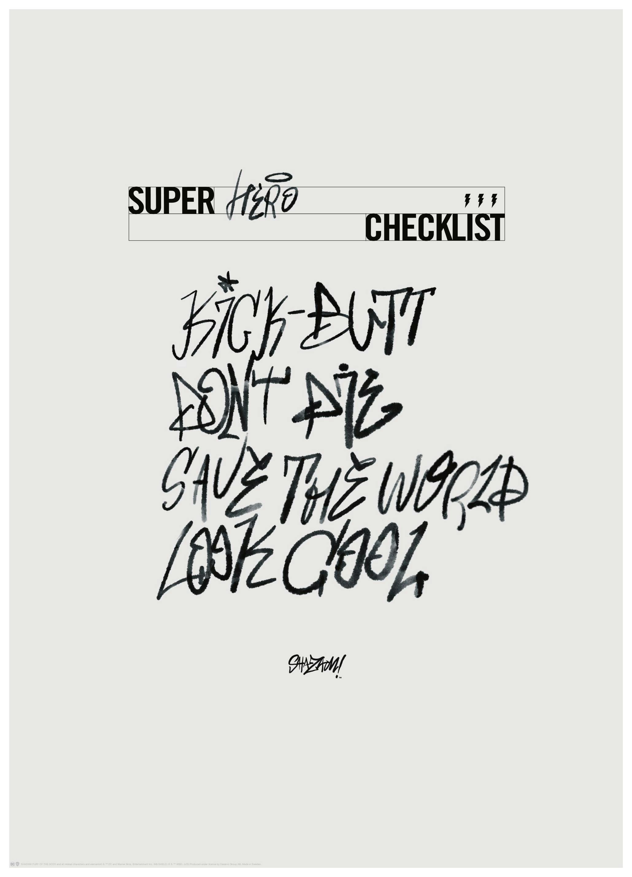 Shazam™ - Super Hero Checklist Poster (30x40 cm) - Poster Store