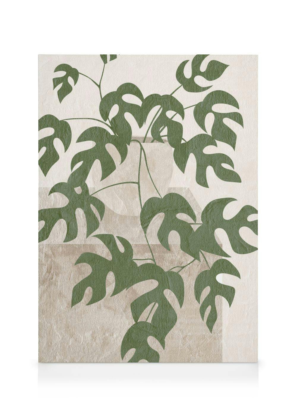 Monstera Illustration Leinwandbild (70x100 cm - Holzrahmen schwarz) - Poster Store