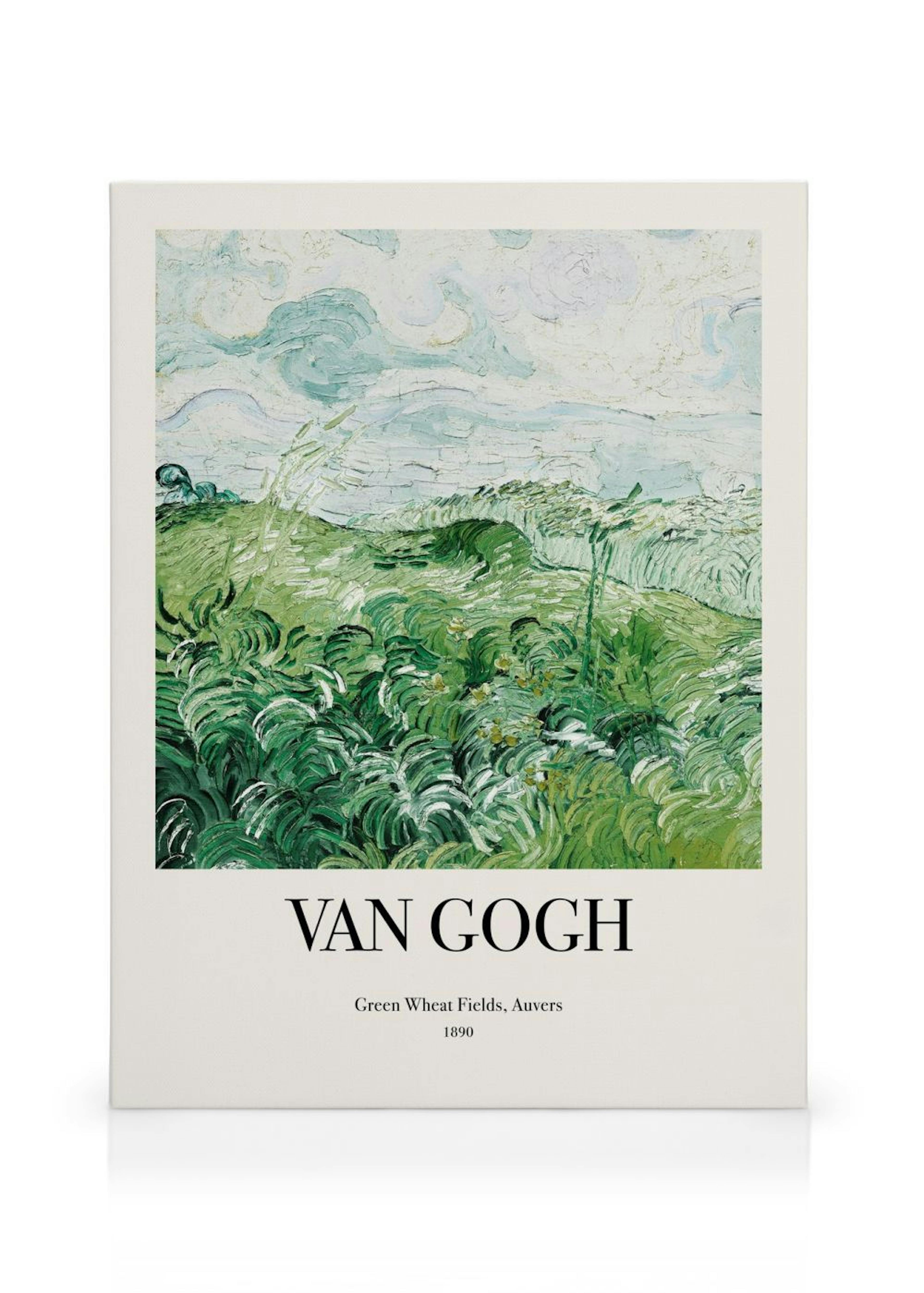Van Goghs Green Wheat Fields, Auvers canvas print, featuring a vibrant field of green wheat under a blue sky.