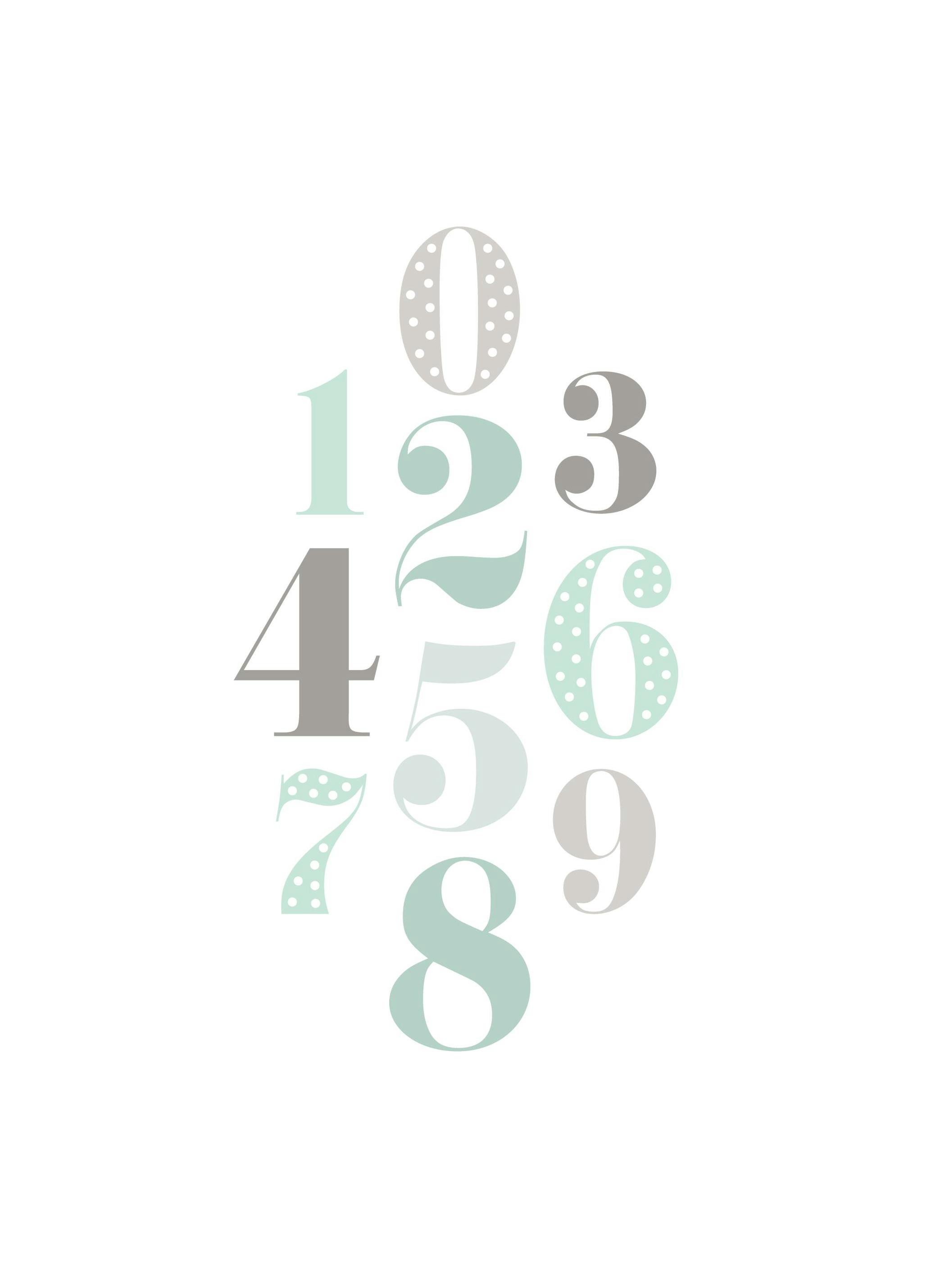 Numbers Green Poster (30x40 cm) - Poster Store