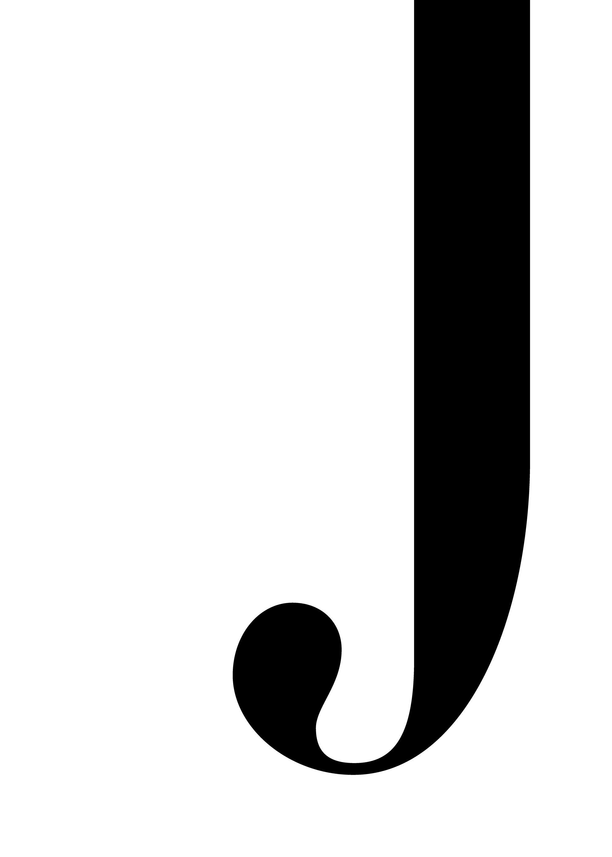 Poster du contour noir et stylisé de la lettre J, sur un fond blanc.