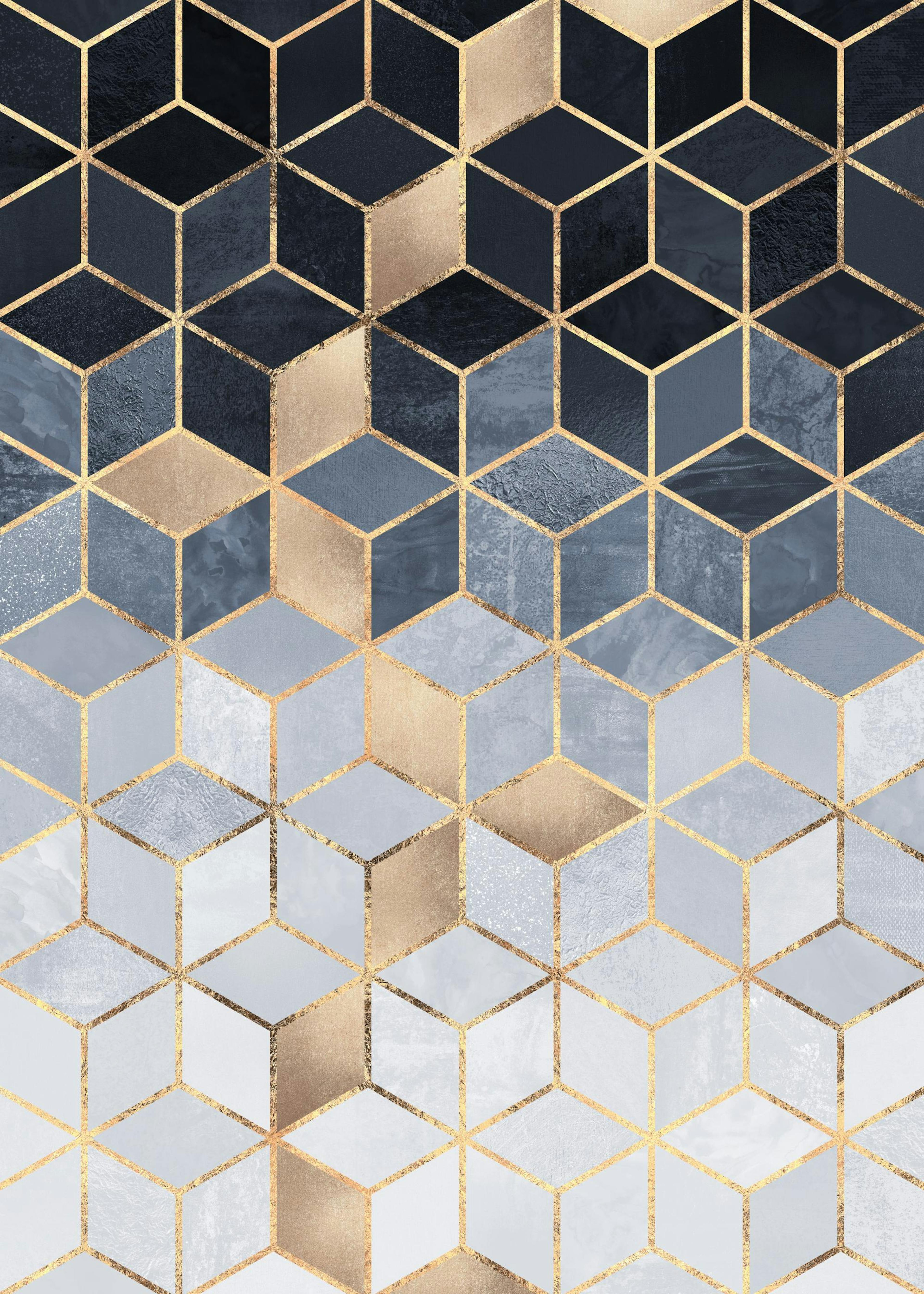 Plakat Soft Blue Gradient Cubes 0