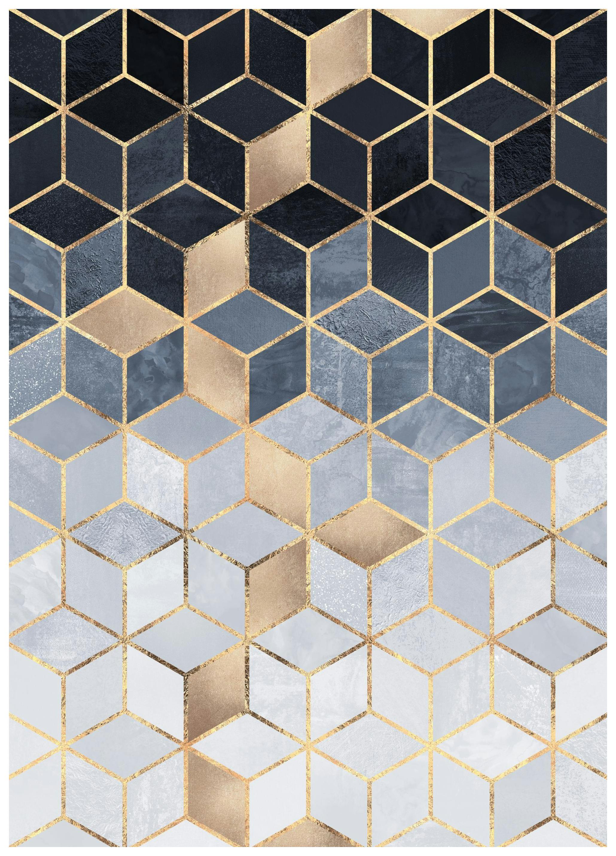Soft Blue Gradient Cubes Poster (21x30 cm) - Poster Store