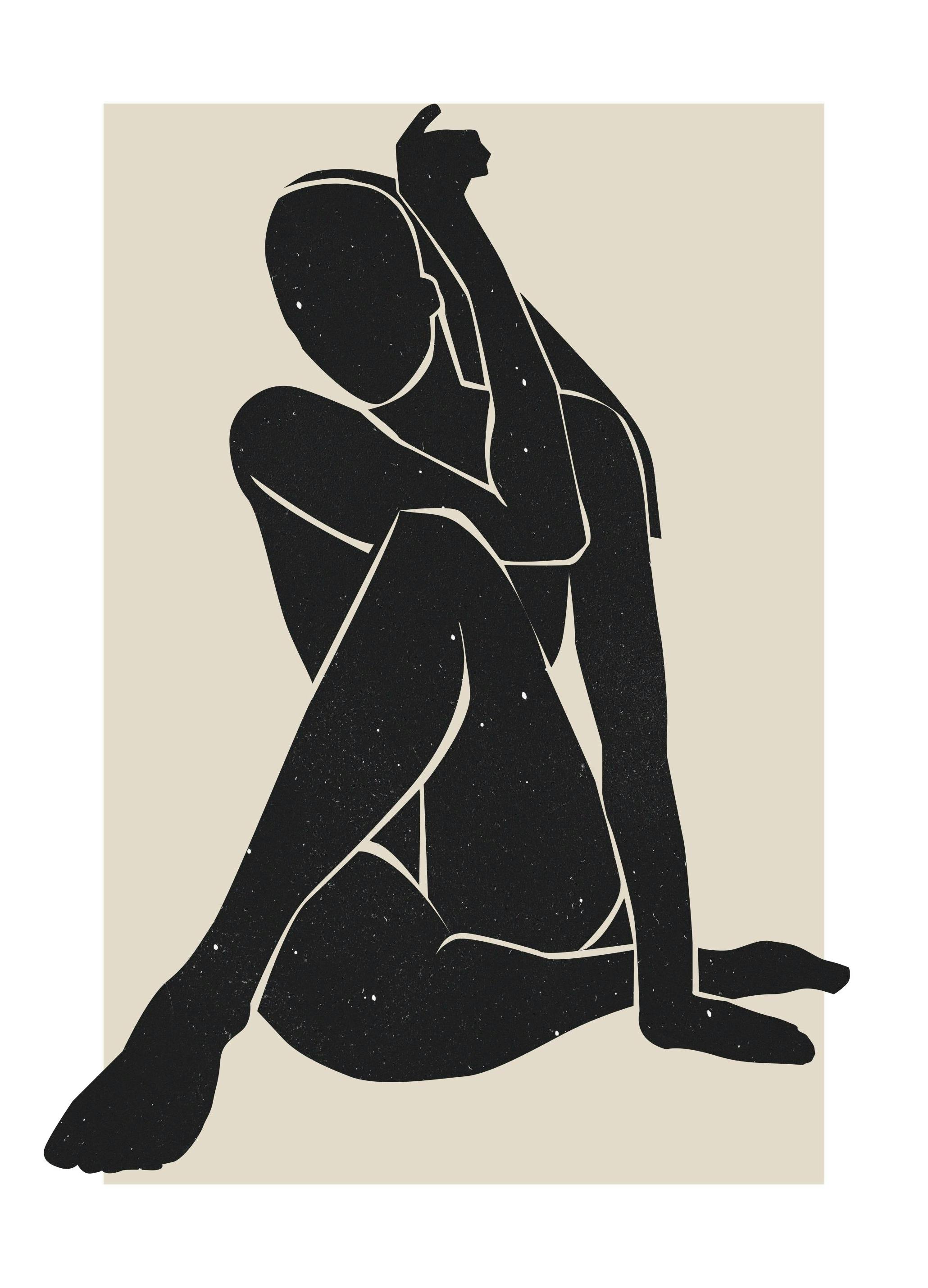 Houtskoolfiguur in Zwart Poster (50x70 cm) - Poster Store