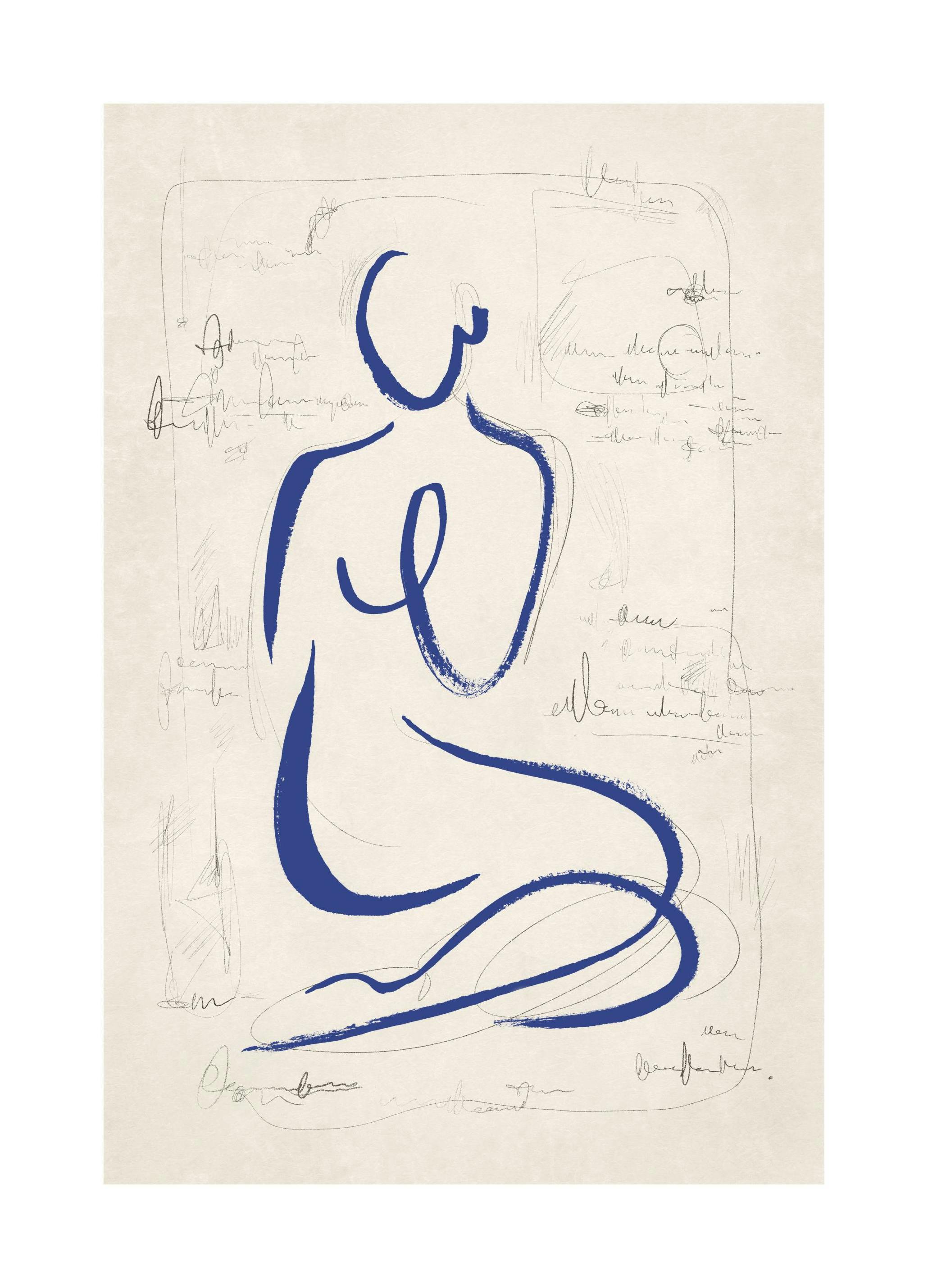 Blauwe Schets No1 Poster (30x40 cm) - Poster Store