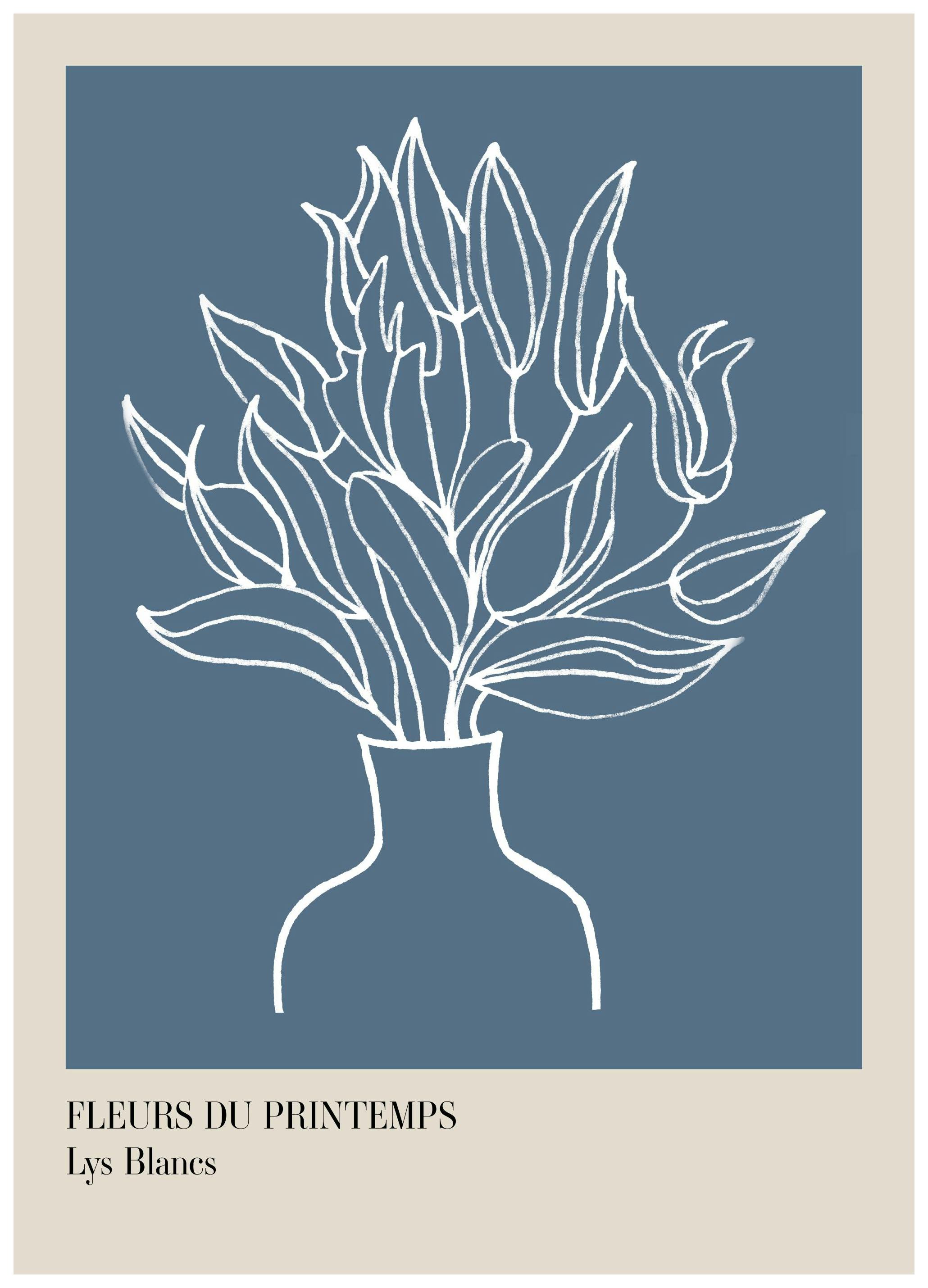 Witte Lelies Poster - Bloemendesign (50x70 cm) - Poster Store
