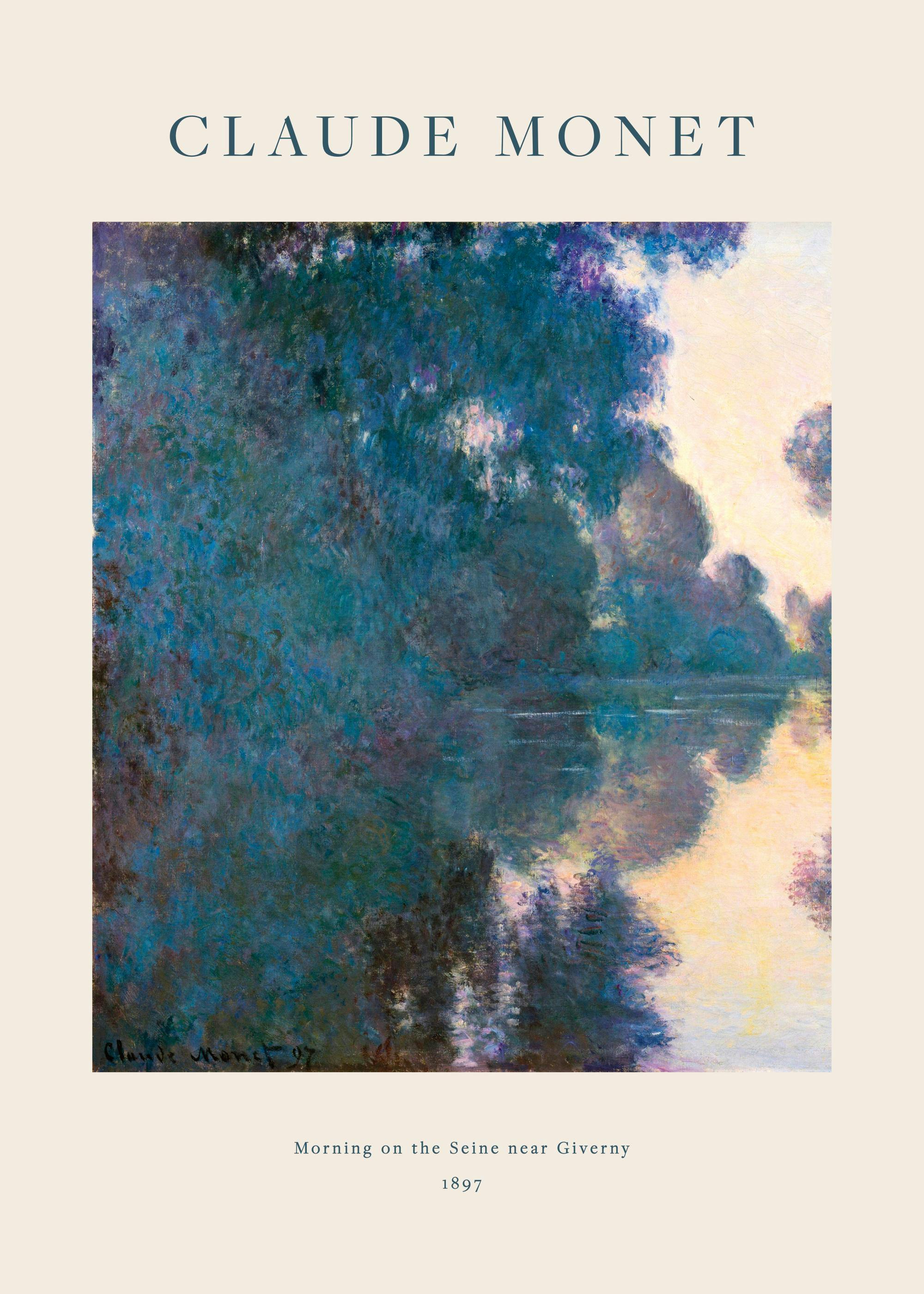 Poster de Claude Monet : Matin sur la Seine près de Giverny, un tableau impressionniste de paysages.