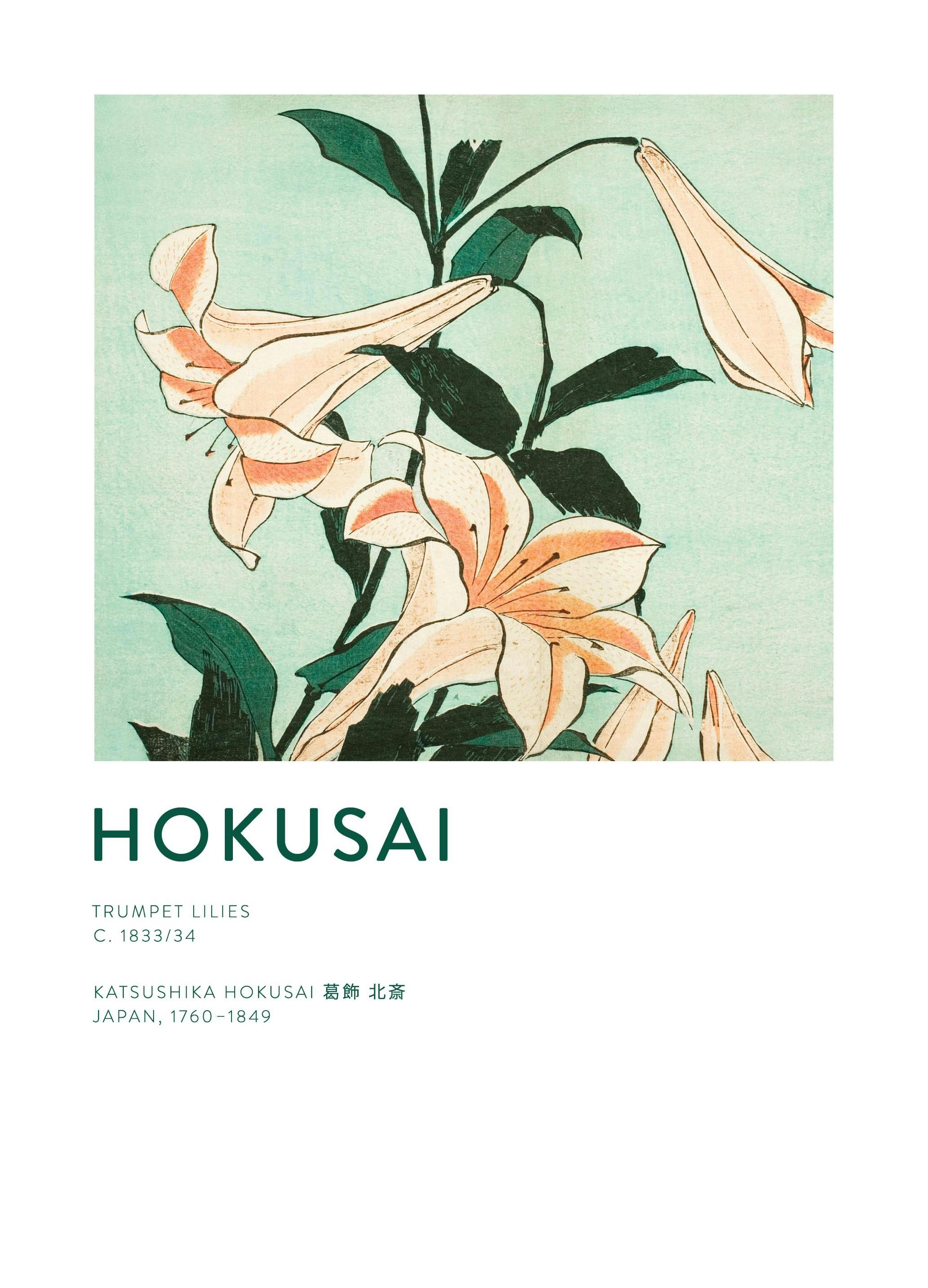 Hokusai - Trompetlelies Poster (40x50 cm) - Poster Store