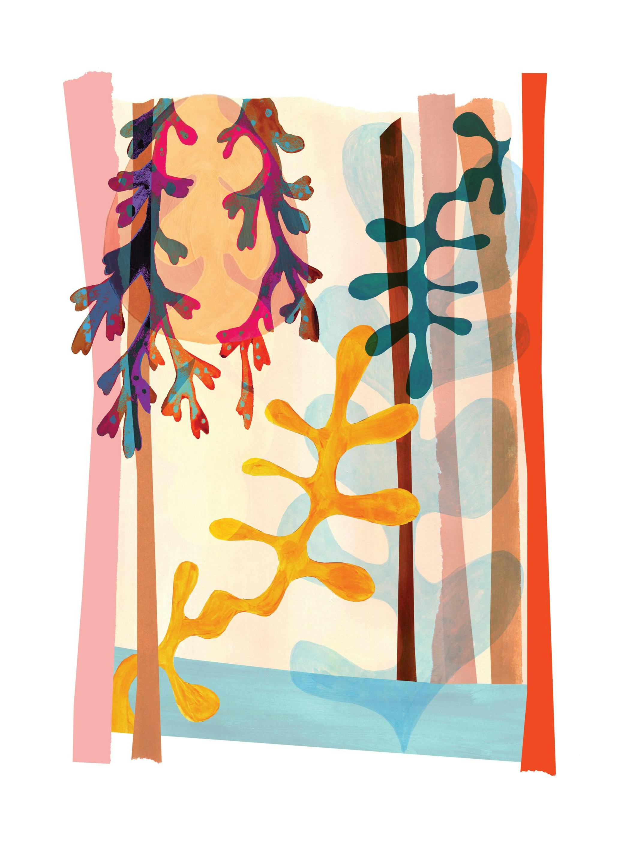 Abstracte Zeewiervormen Poster (30x40 cm) - Poster Store