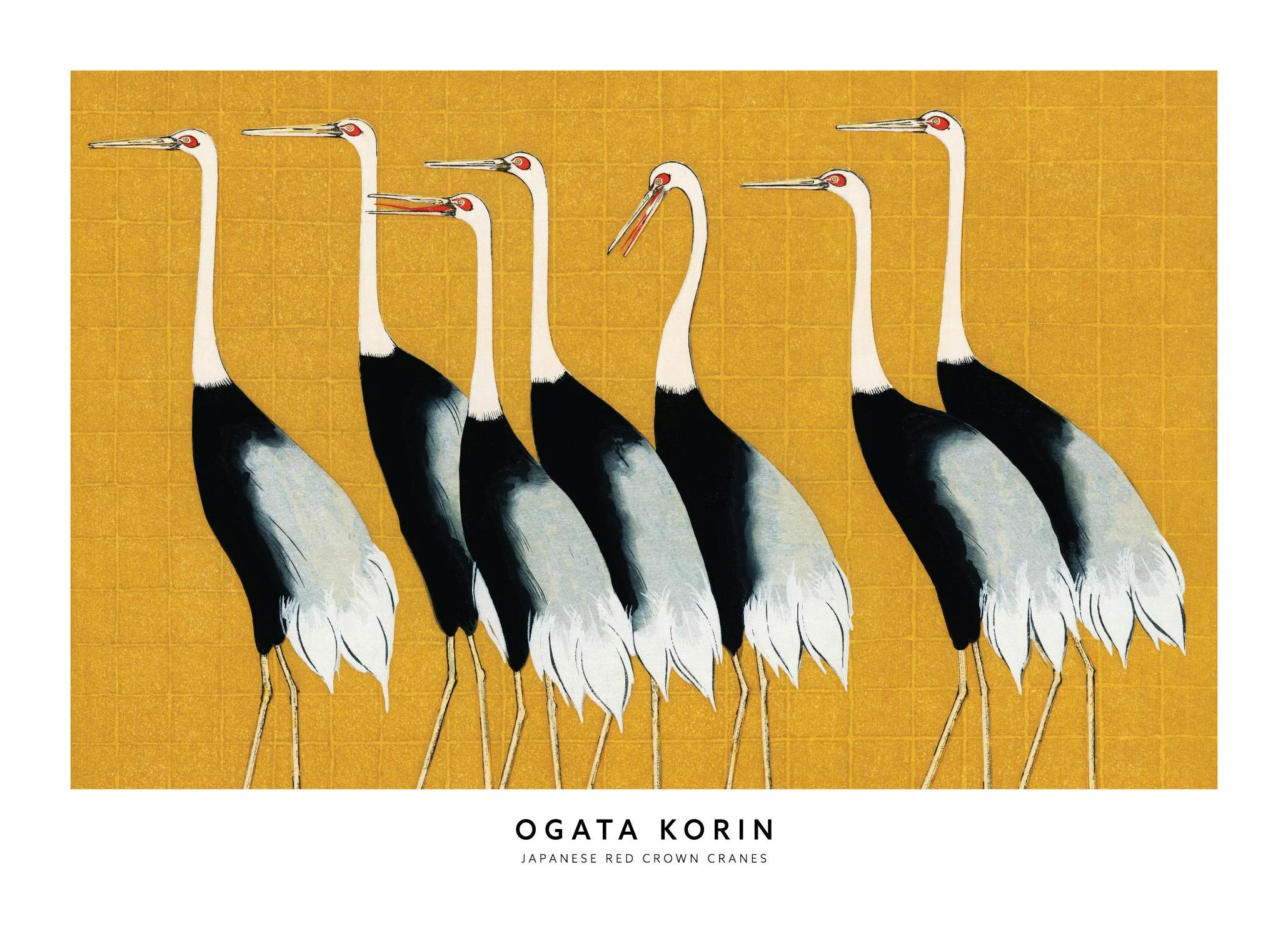 Ogata Korin - Grues à Couronne Rouge Japonaises Poster (50x70 cm) - Poster Store