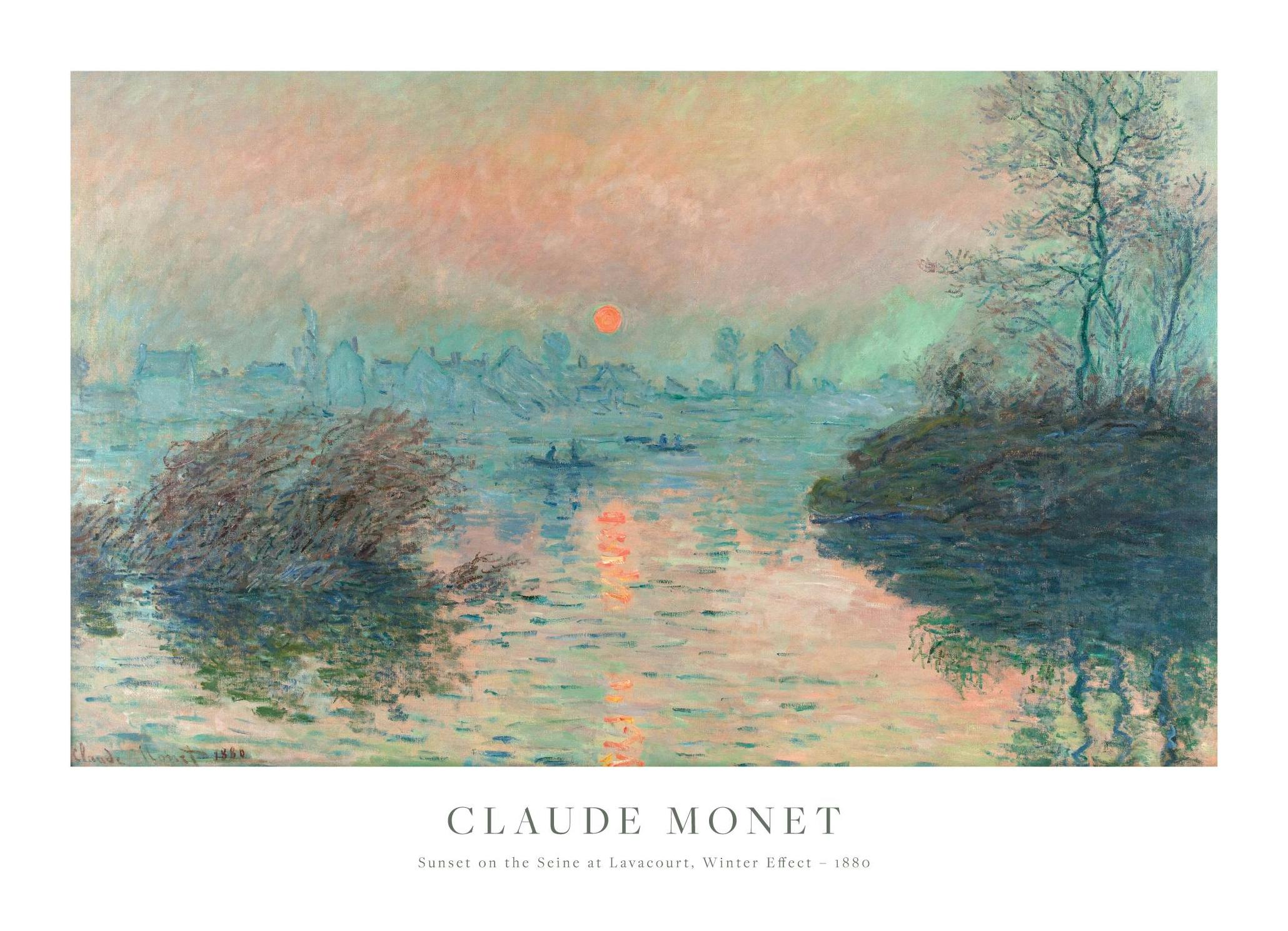 Monet - Tramonto sulla Senna a Lavacourt, Effetto Invernale Poster (30x40 cm) - Poster Store