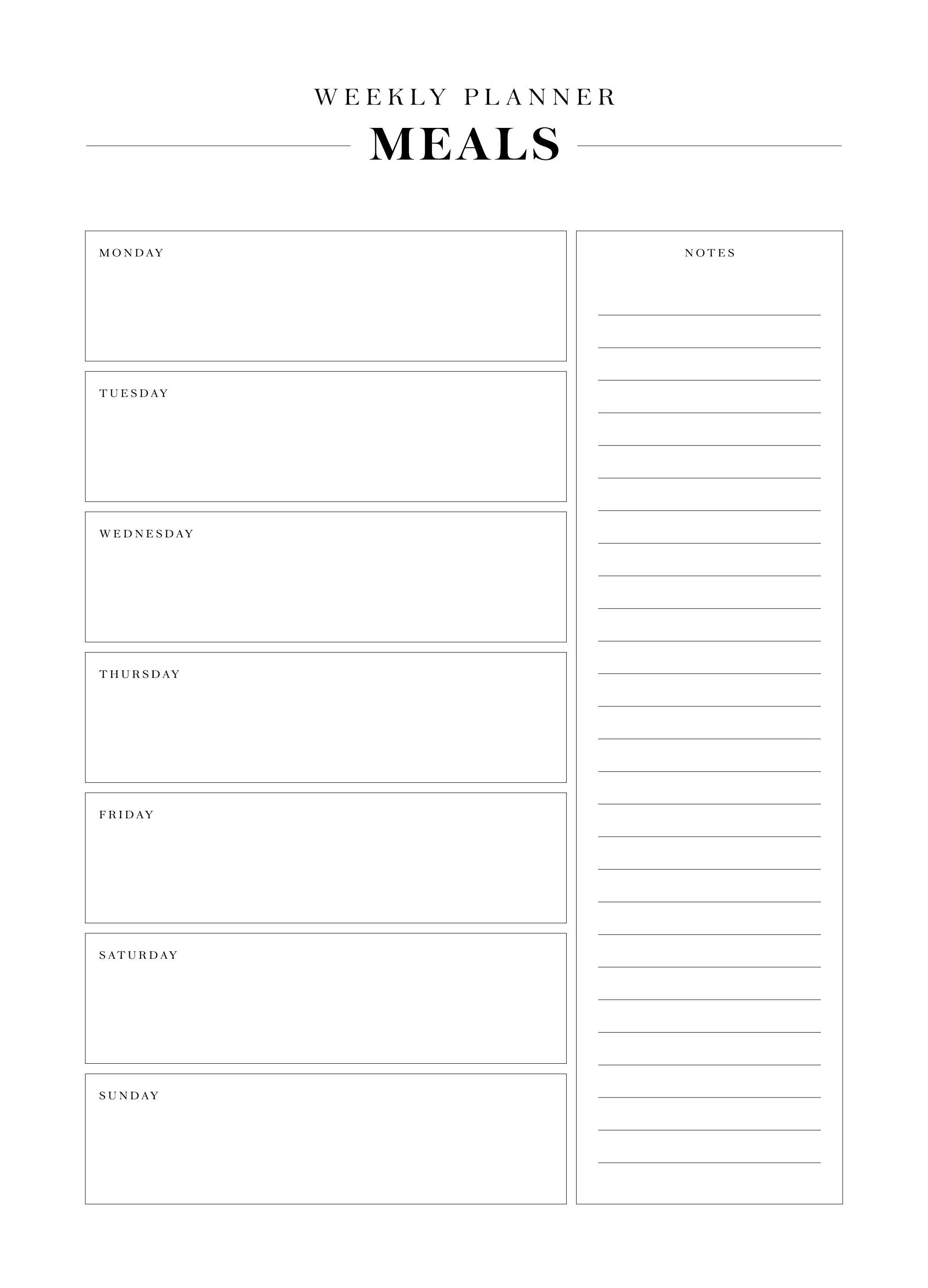 Weekmenu Planner Poster (30x40 cm) - Poster Store