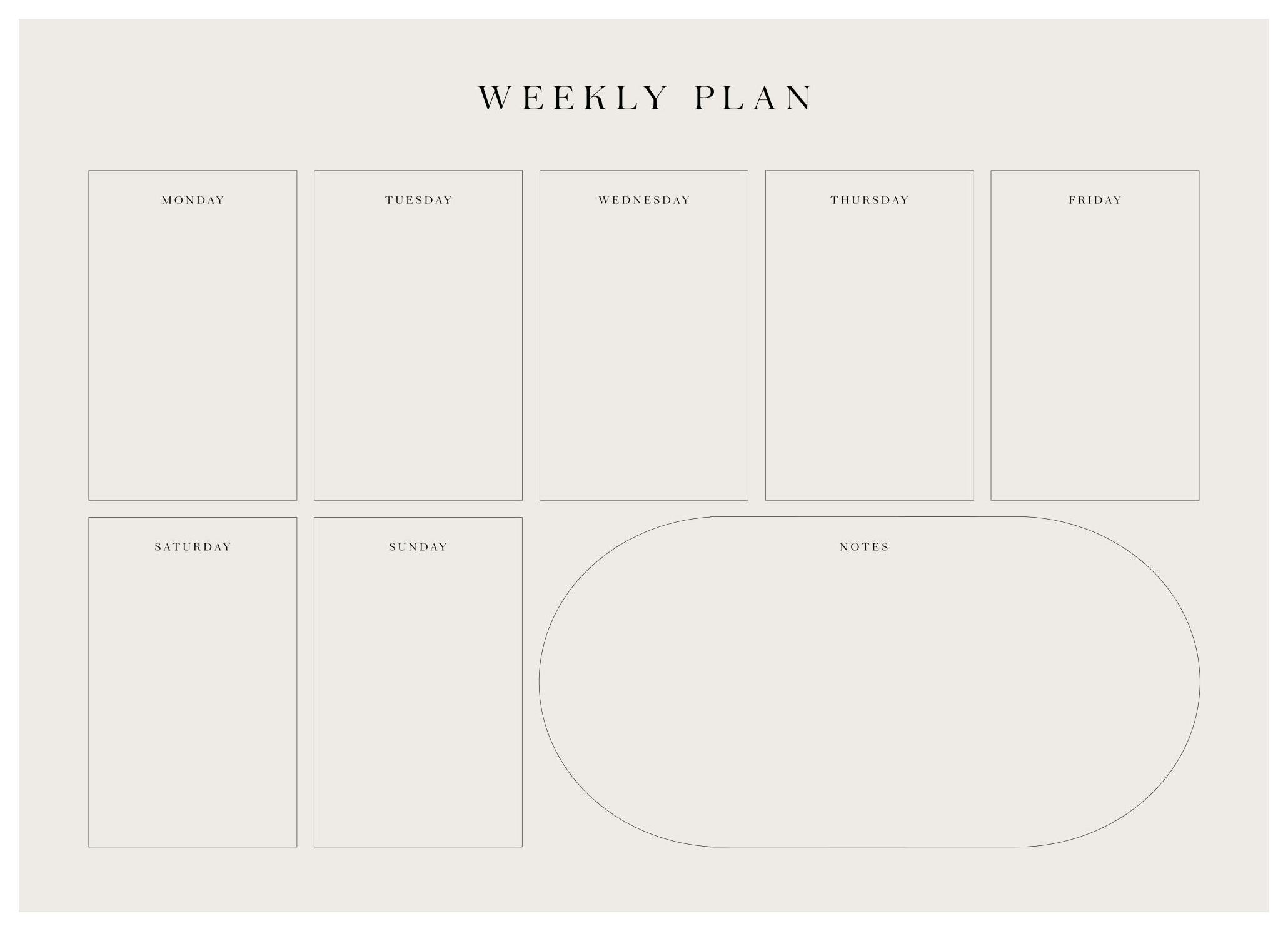 Weekplanner Beige Poster (50x70 cm) - Poster Store