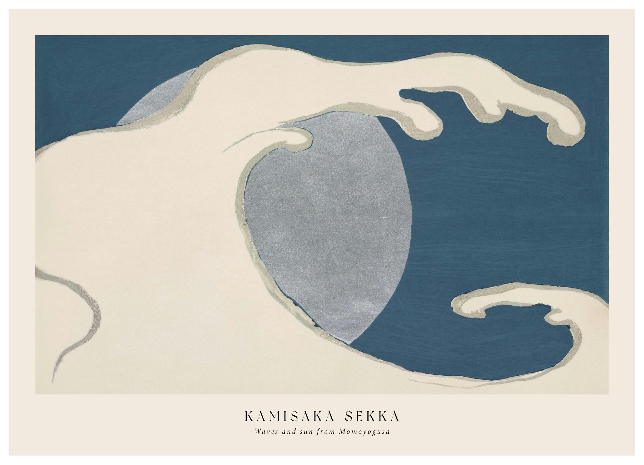 Kamisaka Sekka - Waves and Sun from Momoyogusa Poster (50x70 cm) - Poster Store