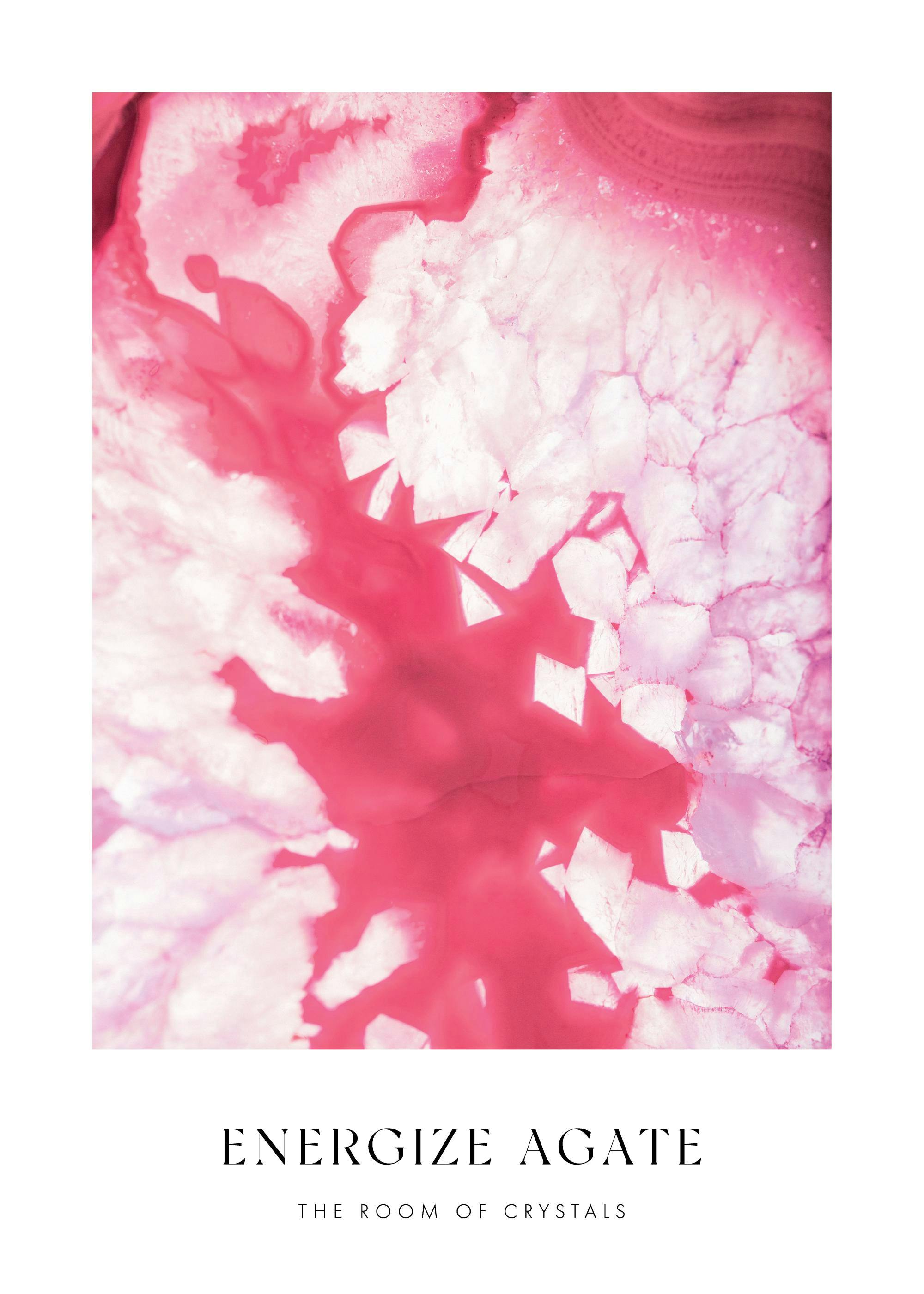 Poster dun gros plan abstrait de géode dagate rose vif et rose pâle.