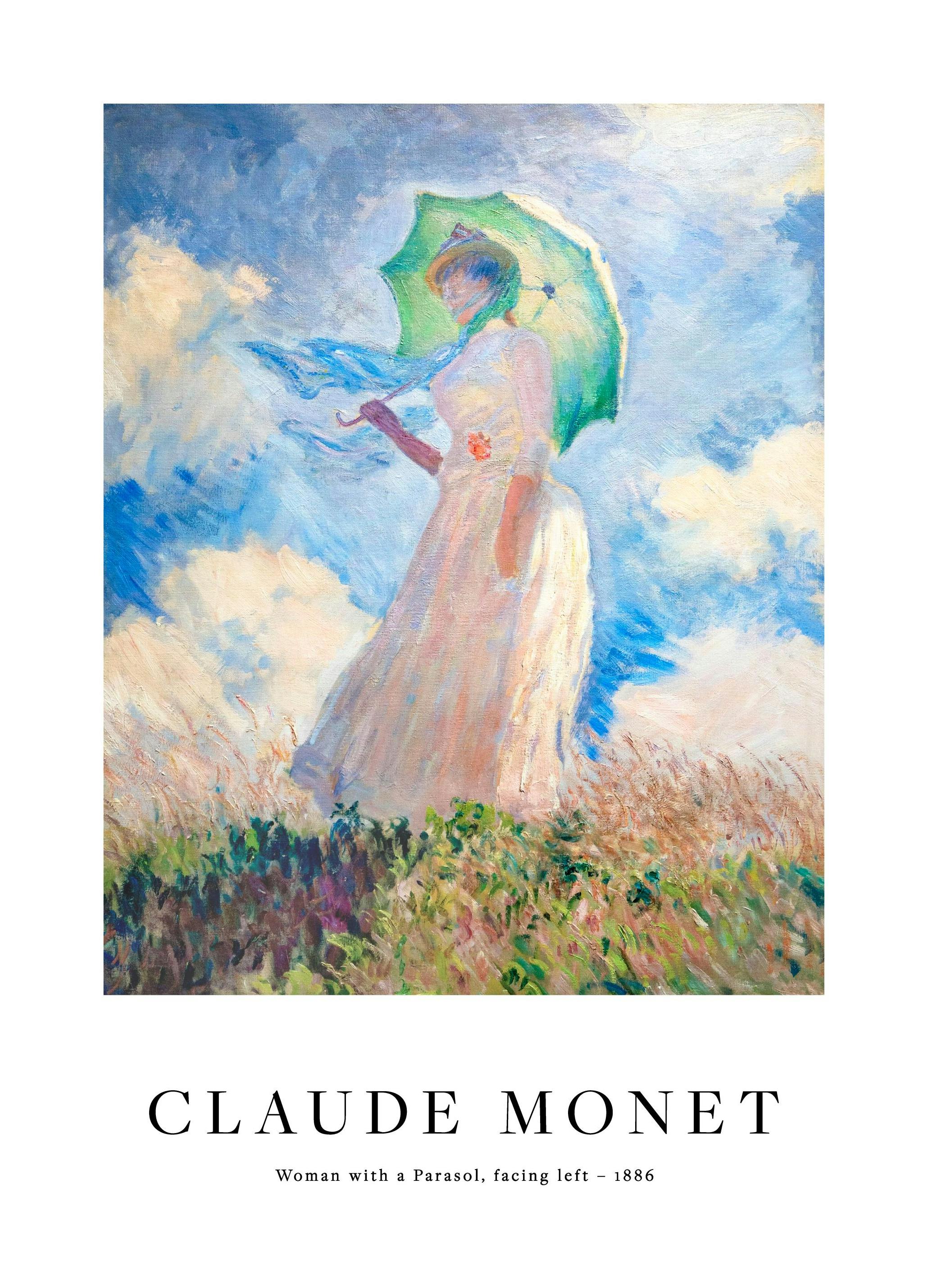 Monet - Femme à l'ombrelle, tournée vers la gauche Poster (50x70 cm) - Poster Store