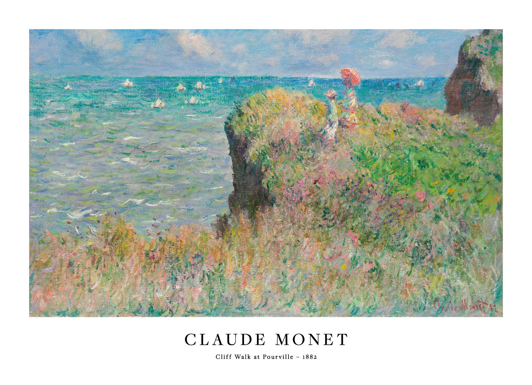 Monet - Promenade sur la Falaise à Pourville Poster (21x30 cm) - Poster Store