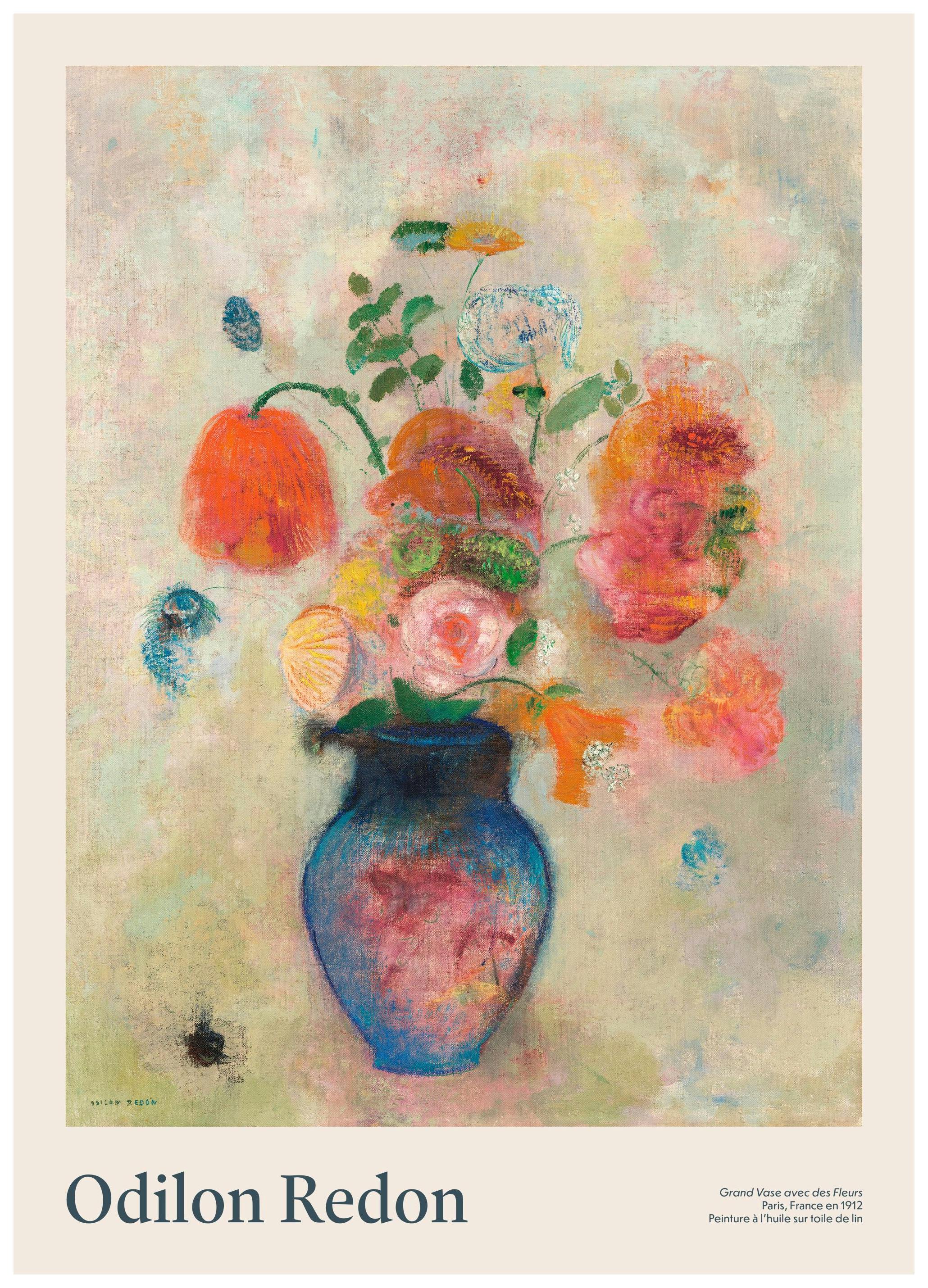 Odilon Redon - Nagy Váza Virágokkal Poszter (30x40 cm) - Poster Store