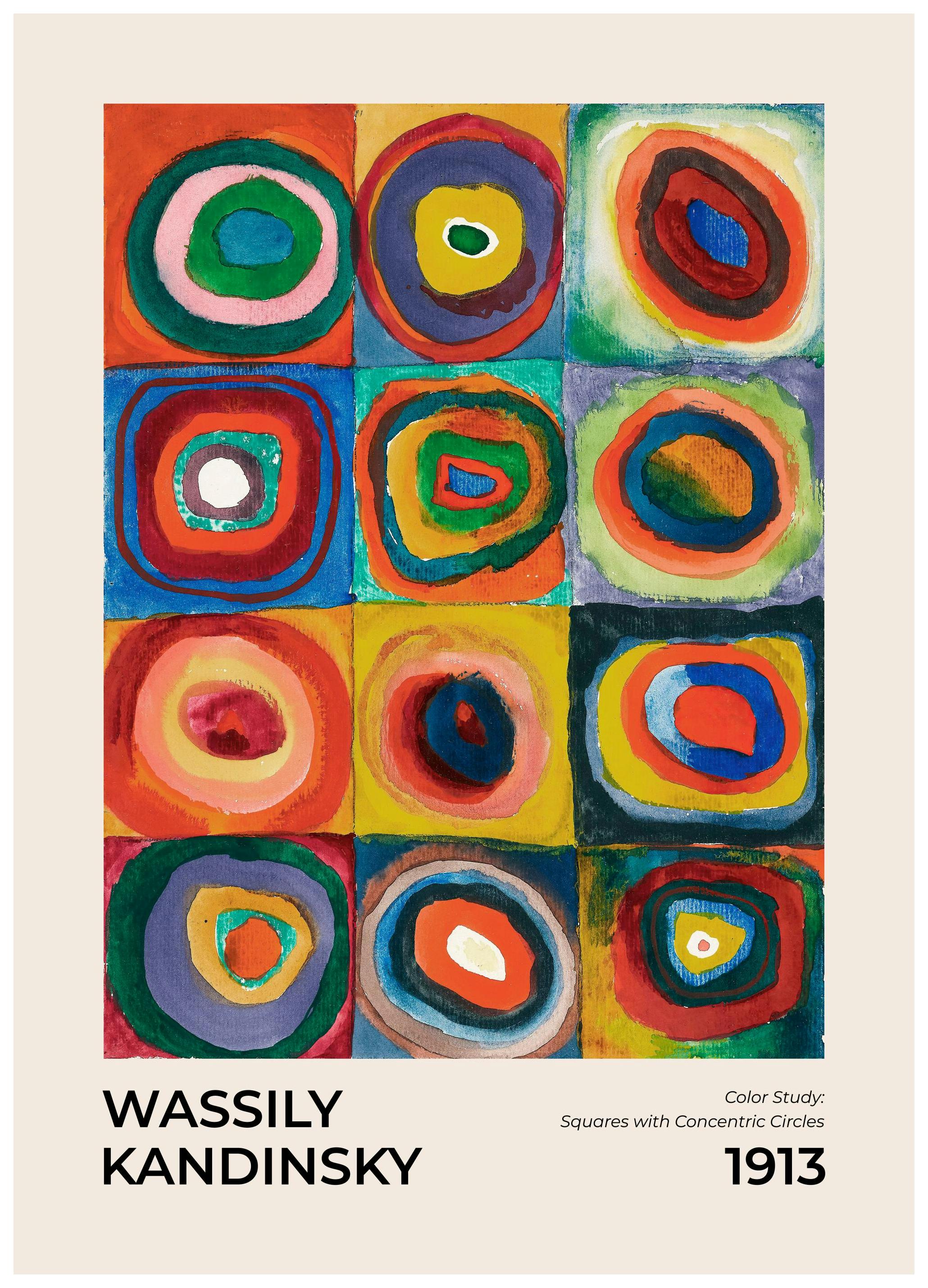Kandinsky - Quadrati con Cerchi Concentrici Poster (50x70 cm) - Poster Store