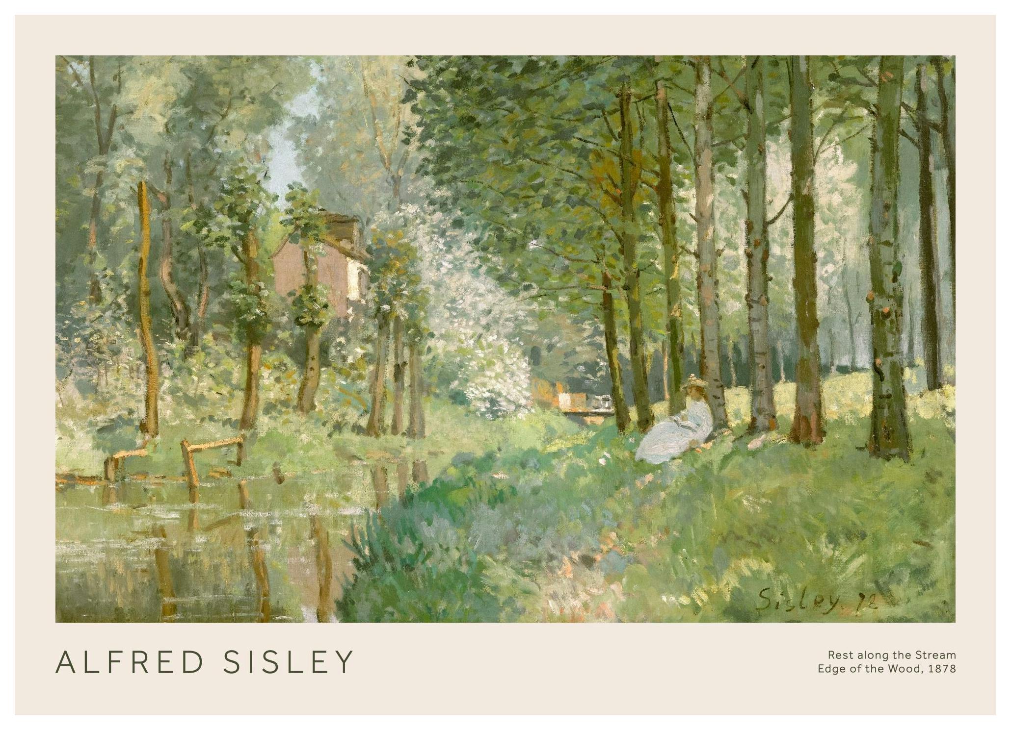Alfred Sisley - Rest along the Stream Poster (50x70 cm) - Poster Store