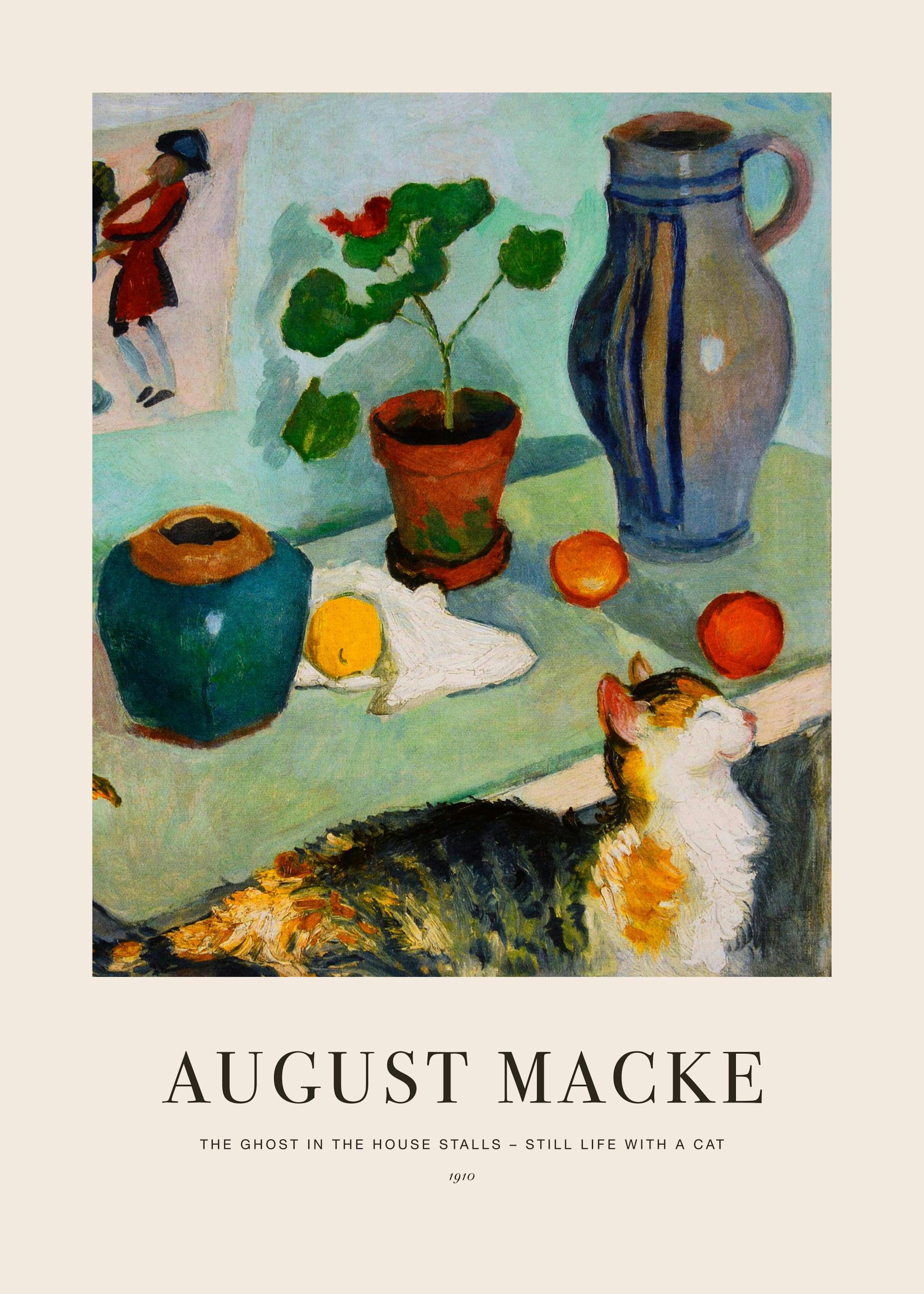 August Macke - The Ghost in the House Stalls - Still Life with a Cat Poster 0