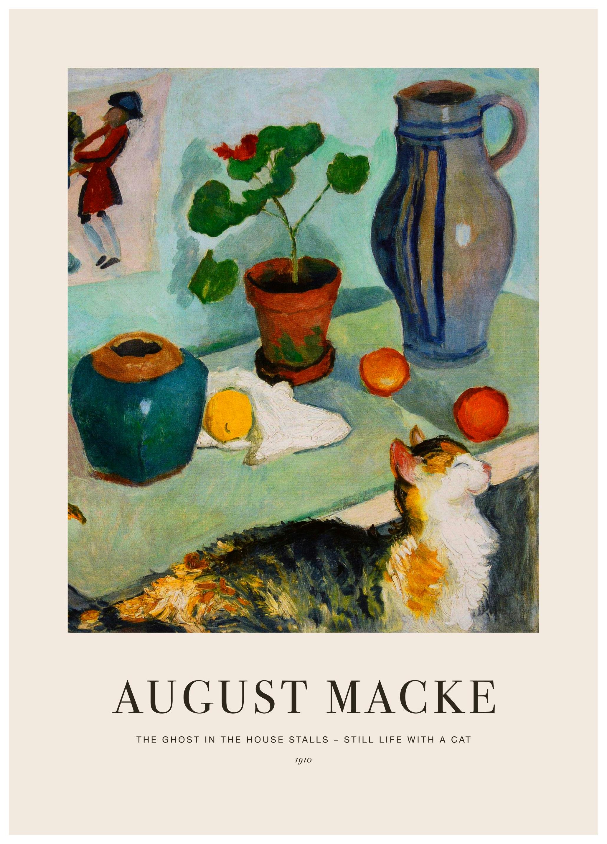 August Macke - The Ghost in the House Stalls - Still Life with a Cat Poster (50x70 cm) - Poster Store