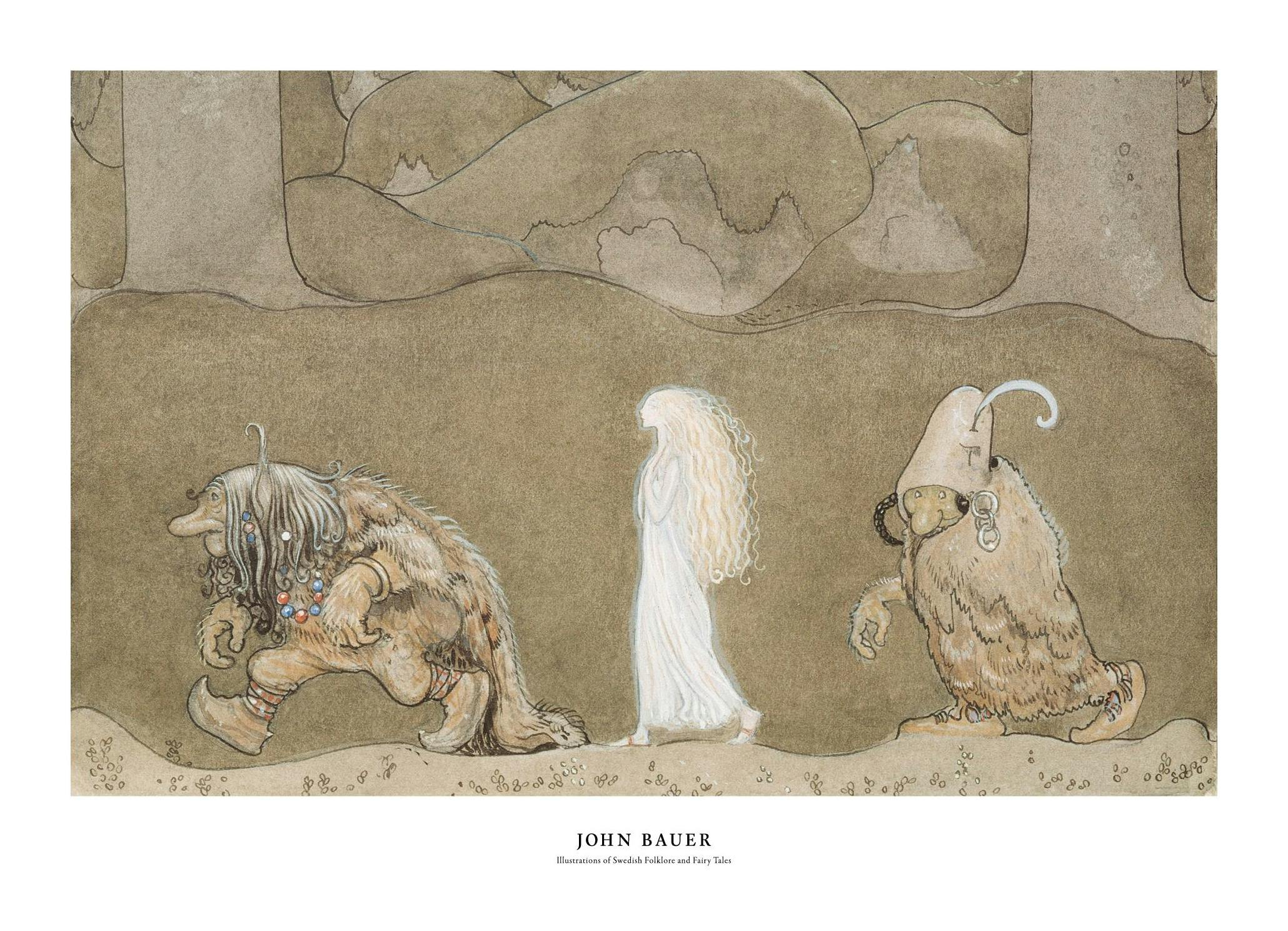 John Bauer - De Prinses en de Trollen Poster (50x70 cm) - Poster Store