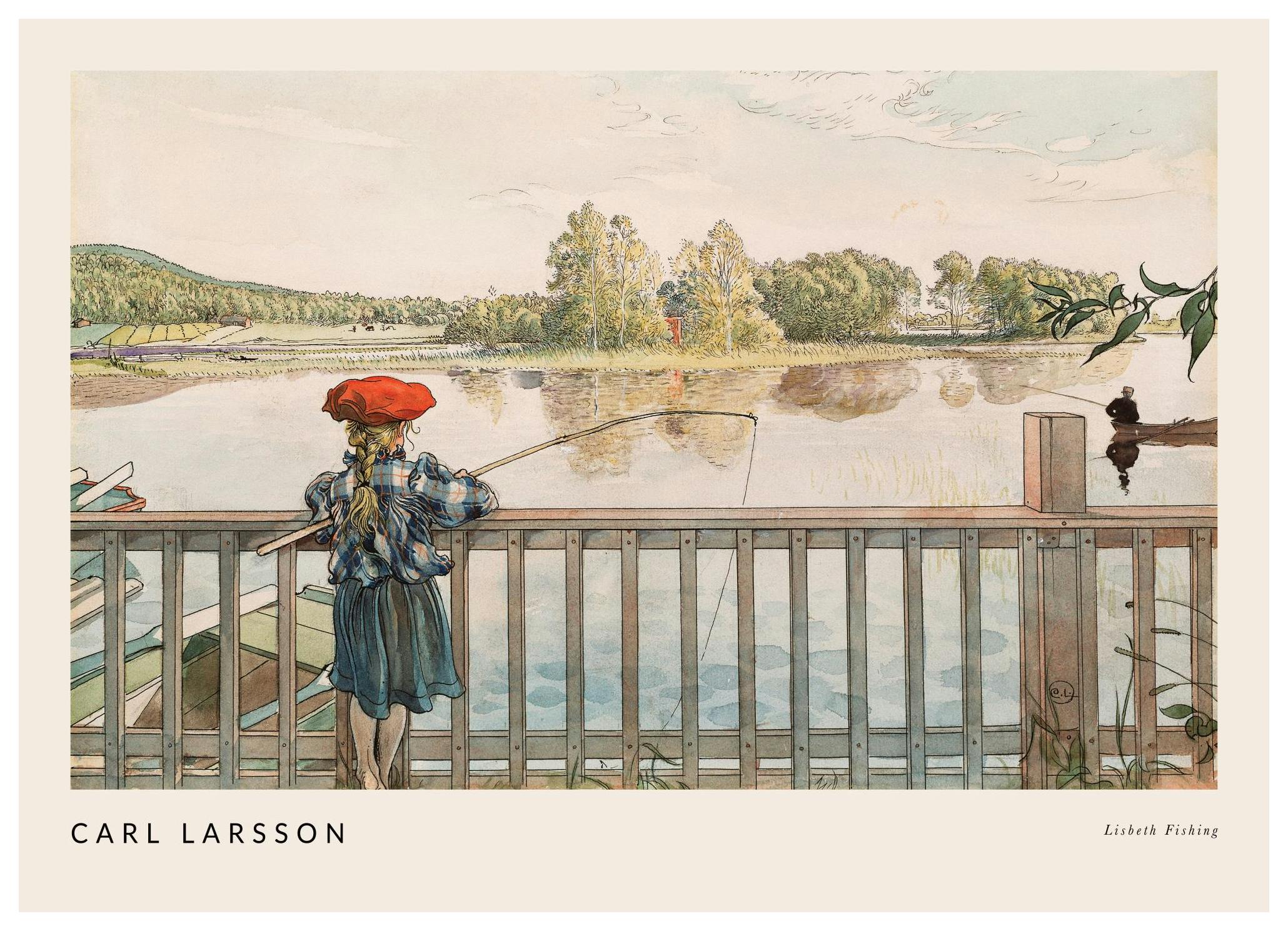 Carl Larsson - Lisbeth Fishing Poster (30x40 cm) - Poster Store