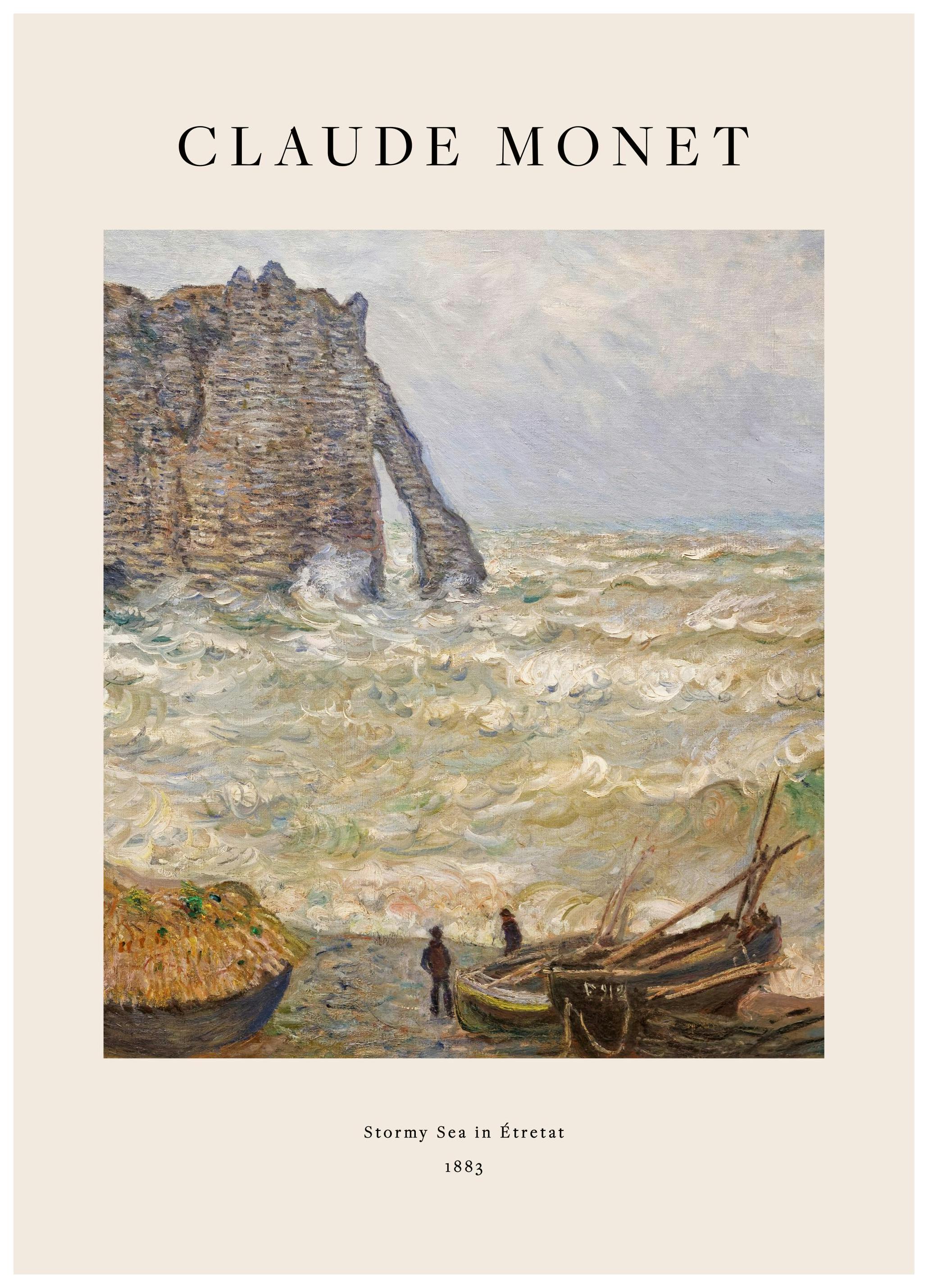 Monet - Stormachtige Zee in Étretat Poster (70x100 cm) - Poster Store