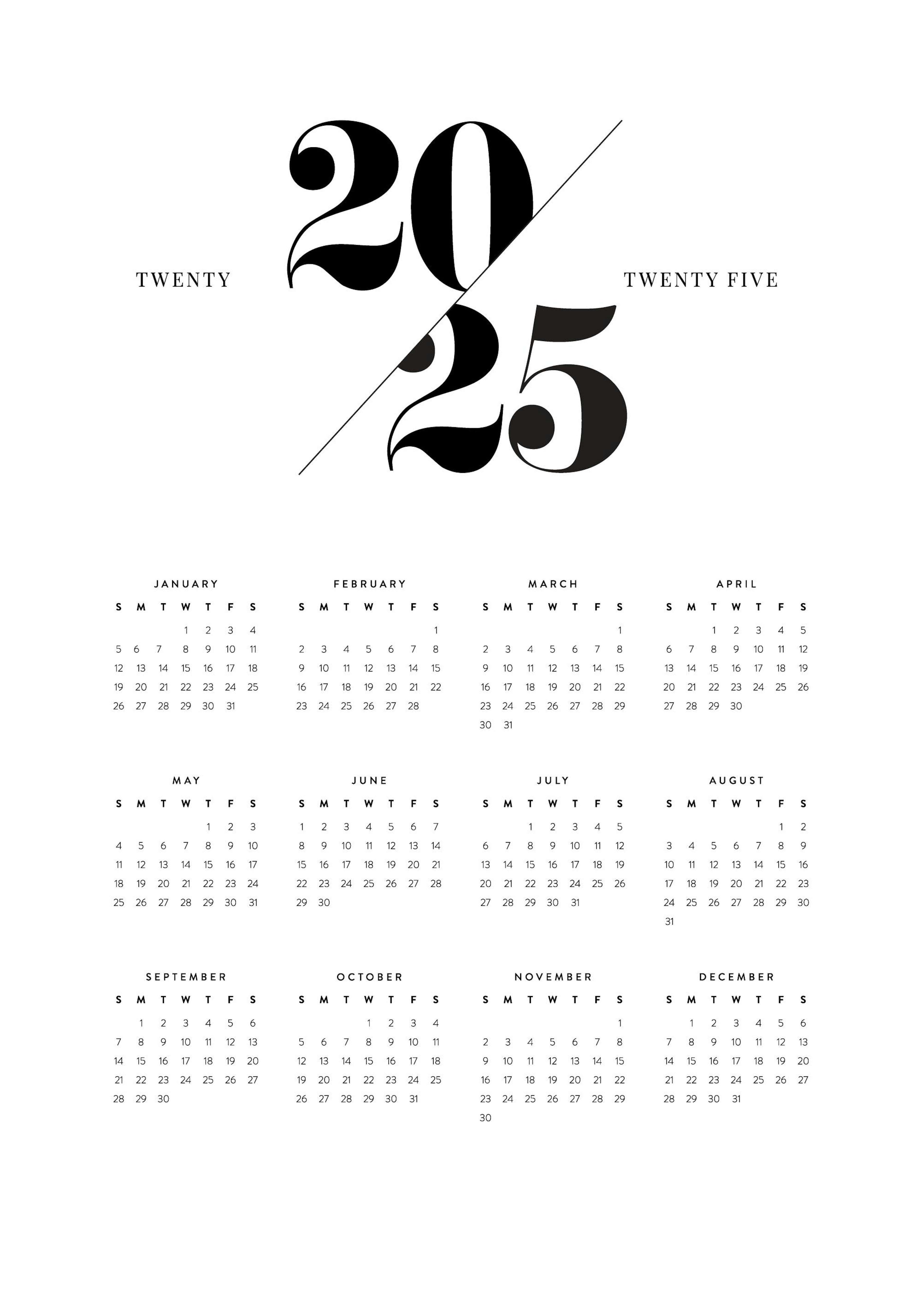 Calendar 2025 US Poster 0