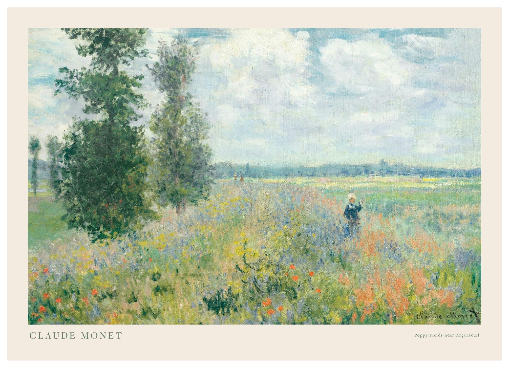 Monet - Klaprosvelden Nabij Argenteuil Landschap Poster (30x40 cm) - Poster Store